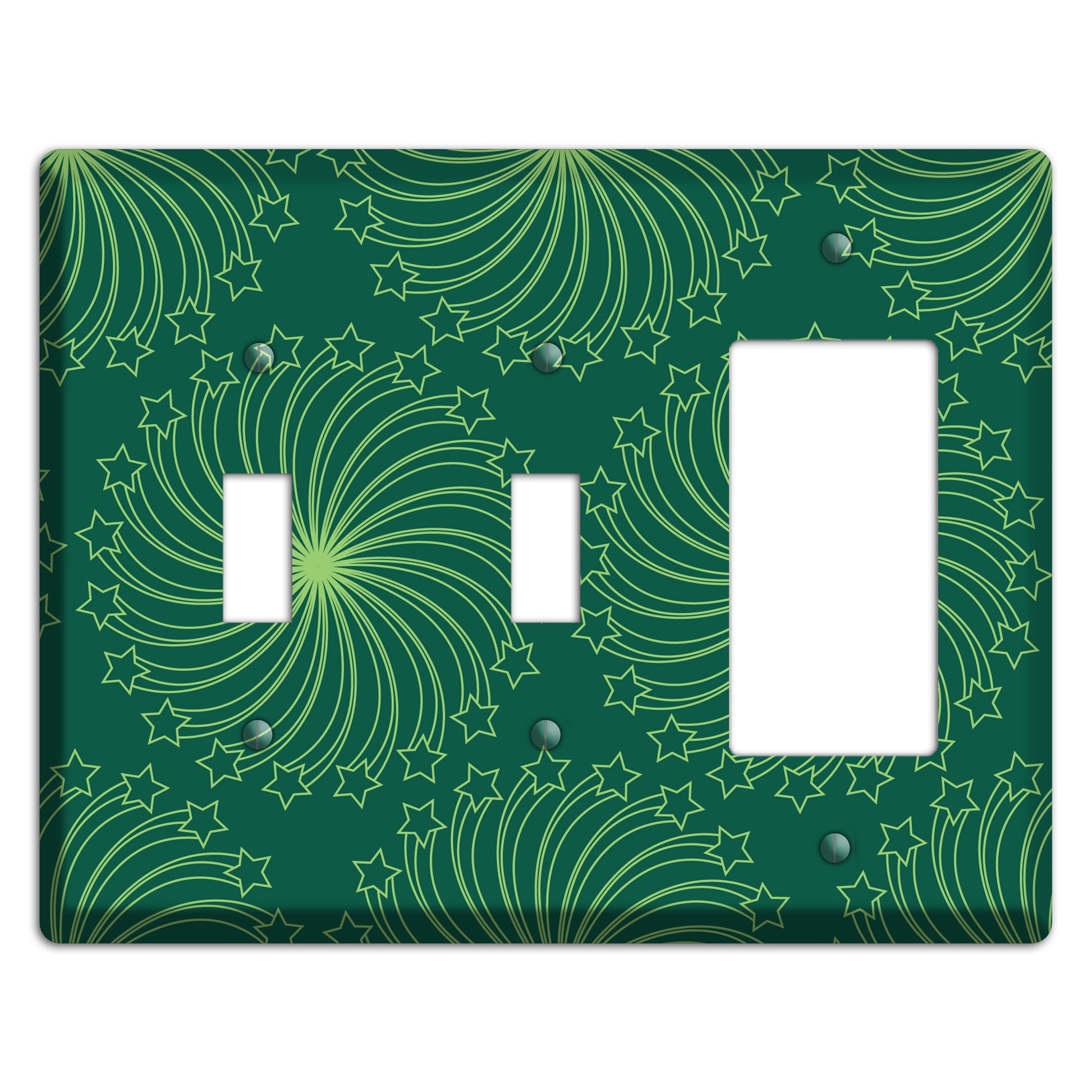 Multi Green Star Swirl 2 Toggle / Rocker Wallplate