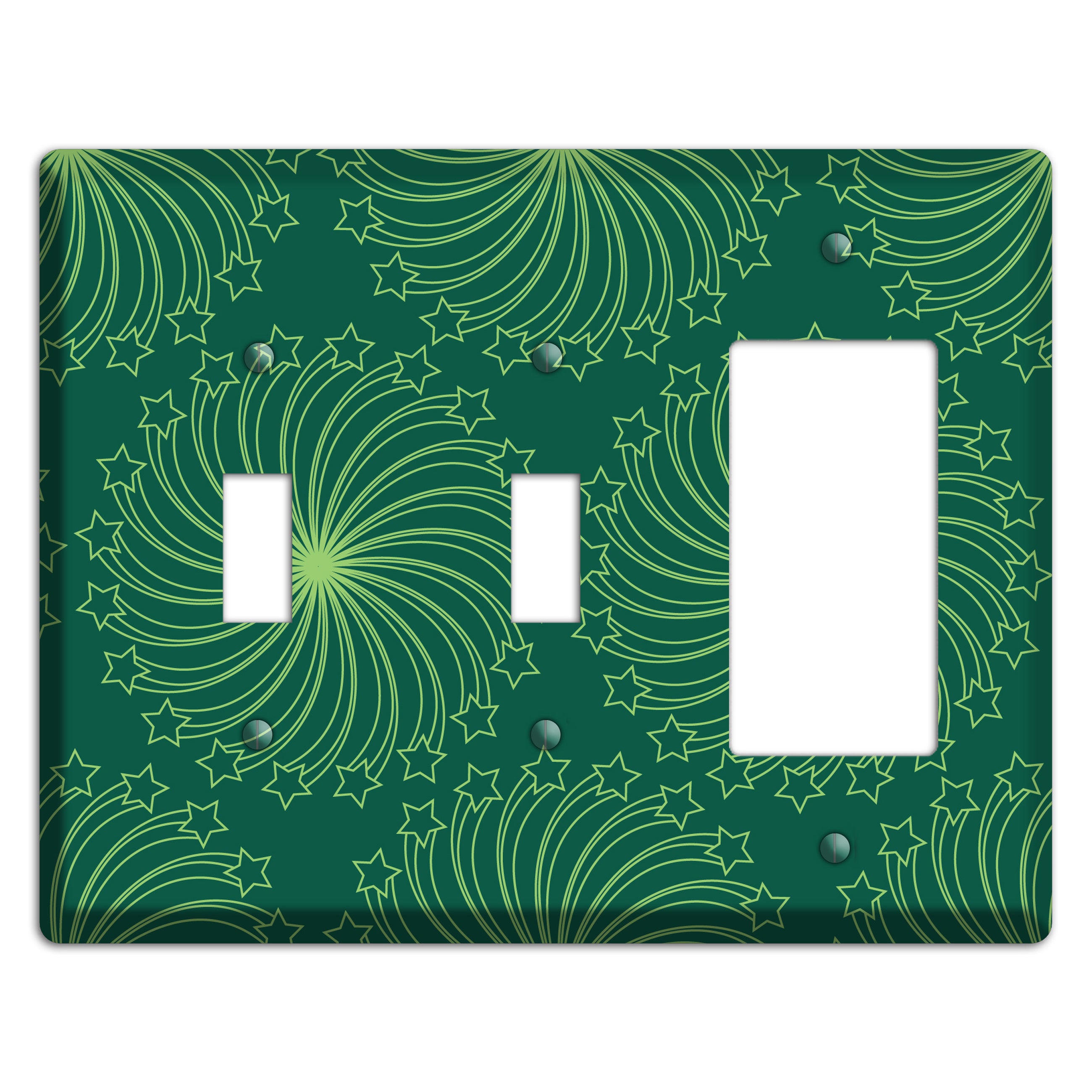 Multi Green Star Swirl 2 Toggle / Rocker Wallplate