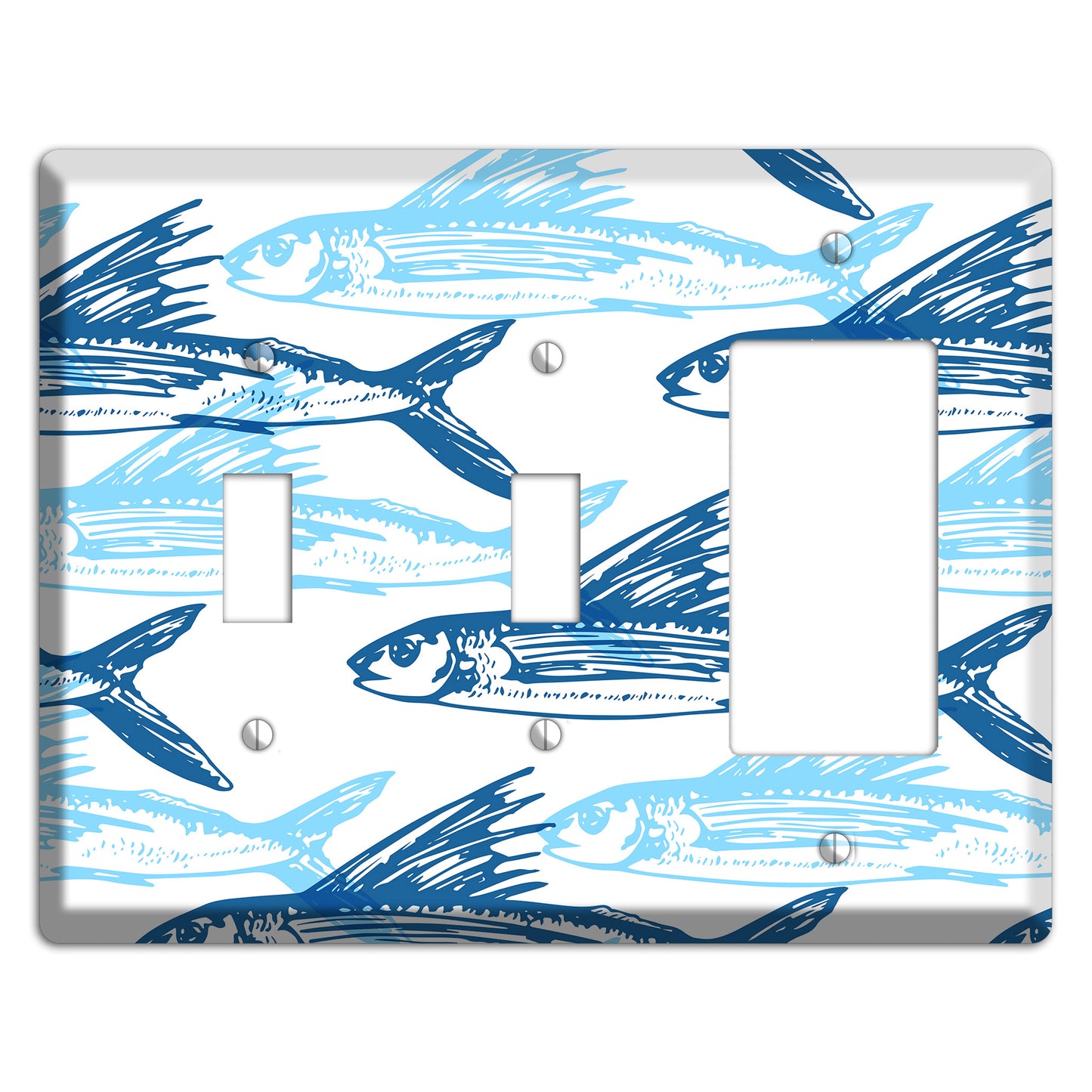 Multi-Blue Fish 2 Toggle / Rocker Wallplate