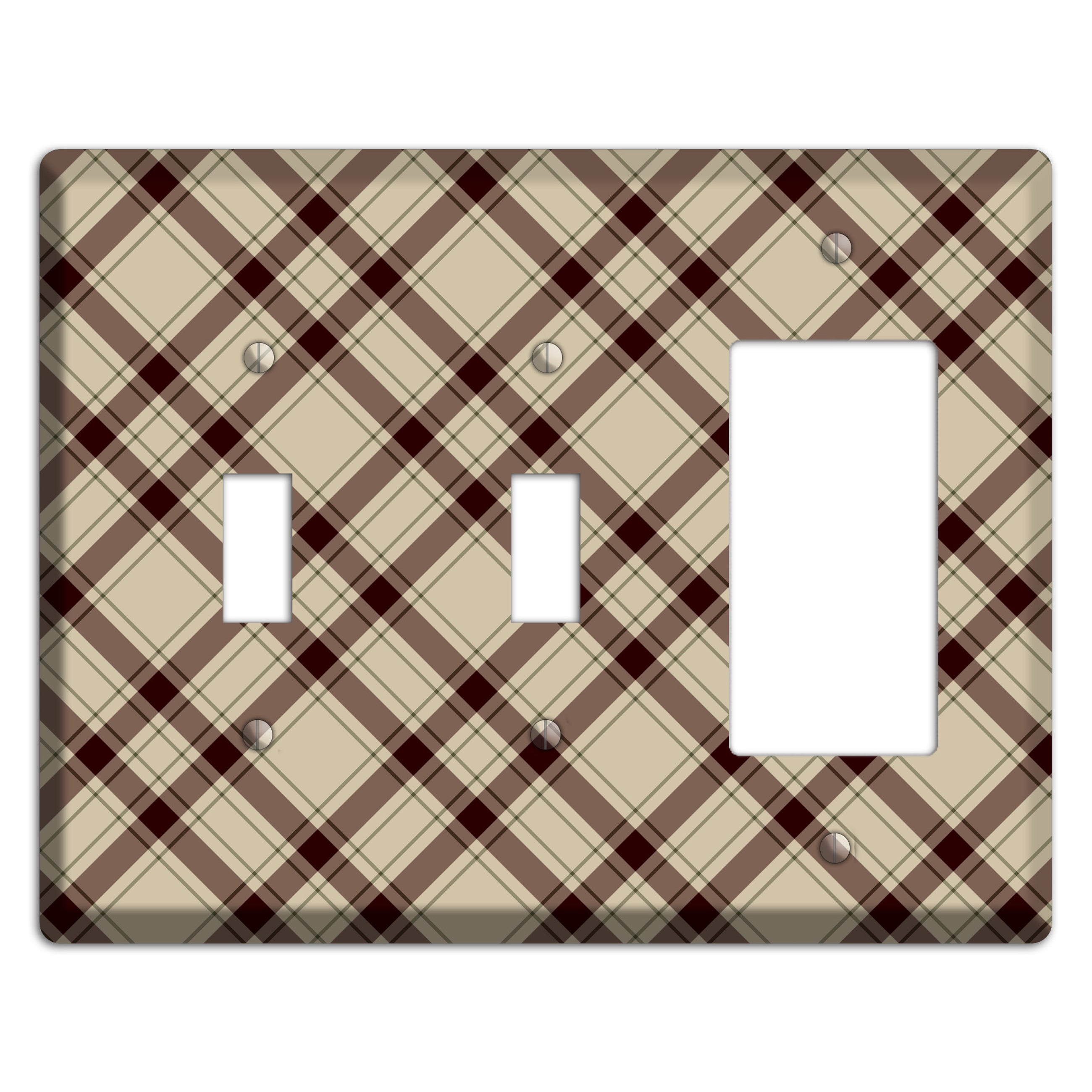Beige and Brown Plaid 2 Toggle / Rocker Wallplate