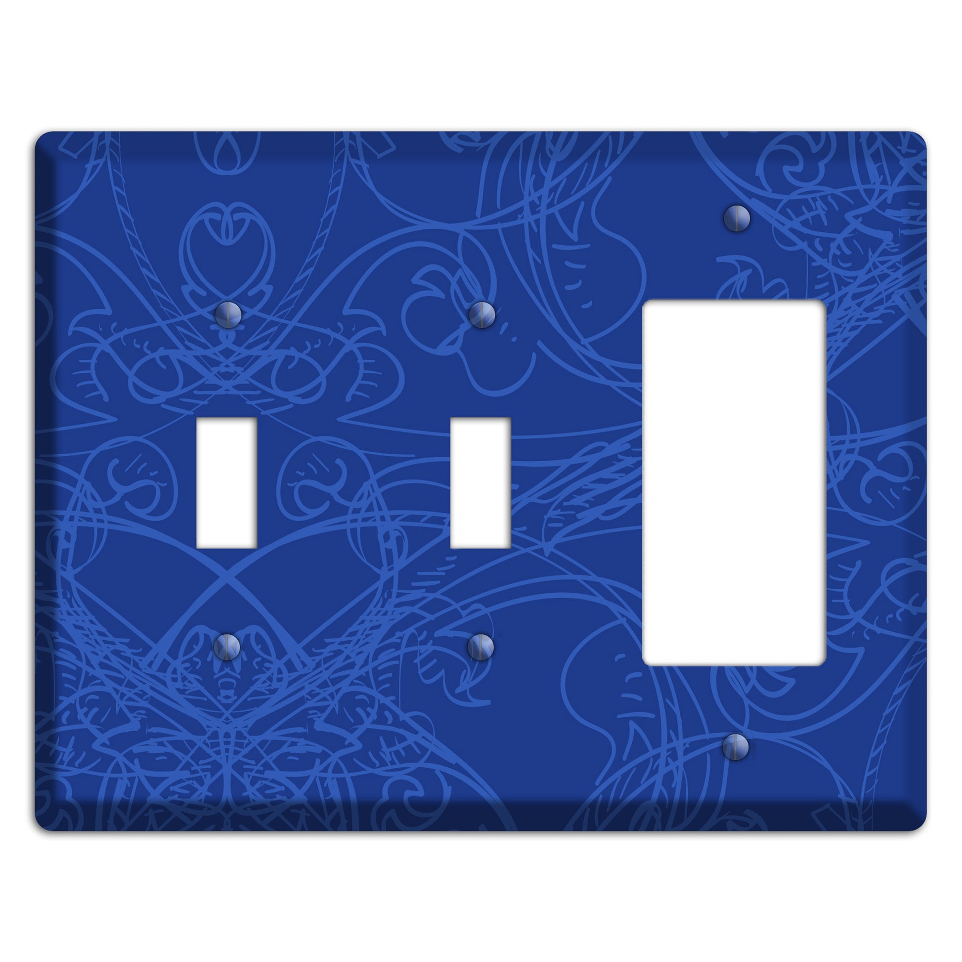 Blue Deco Sketch 2 Toggle / Rocker Wallplate