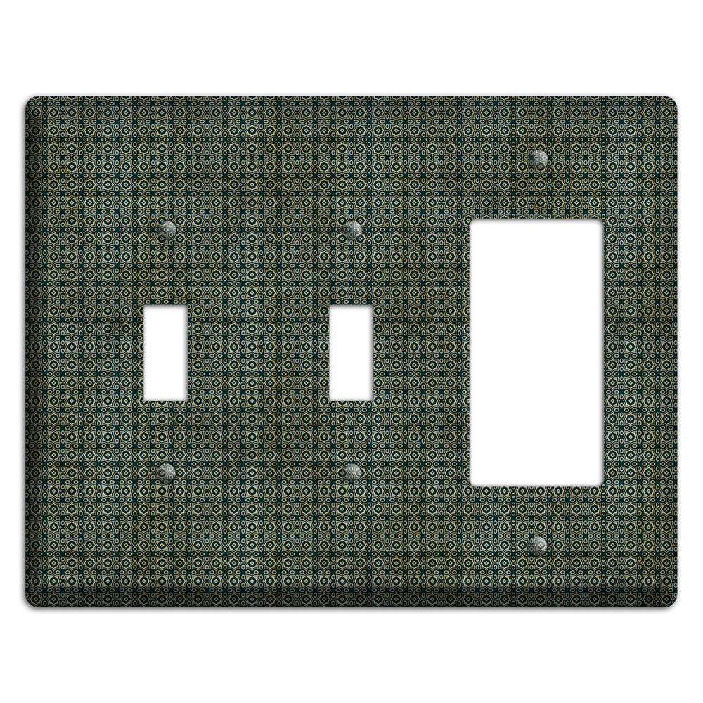 Dark Green Grunge Tiny Tiled Tapestry 2 Toggle / Rocker Wallplate