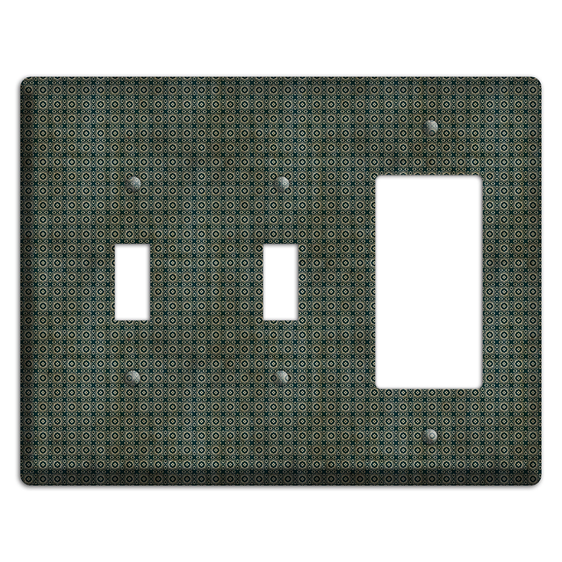 Dark Green Grunge Tiny Tiled Tapestry 2 Toggle / Rocker Wallplate