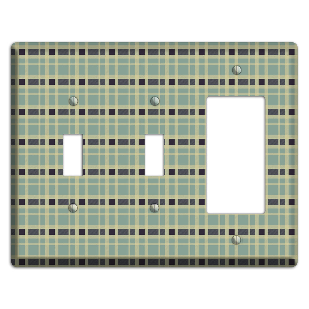 Sage and Black Plaid 2 Toggle / Rocker Wallplate