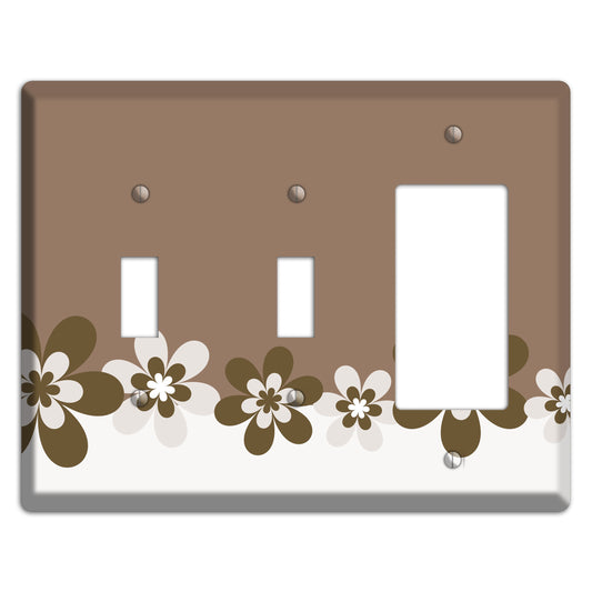 Brown Hippie Flowers 2 Toggle / Rocker Wallplate