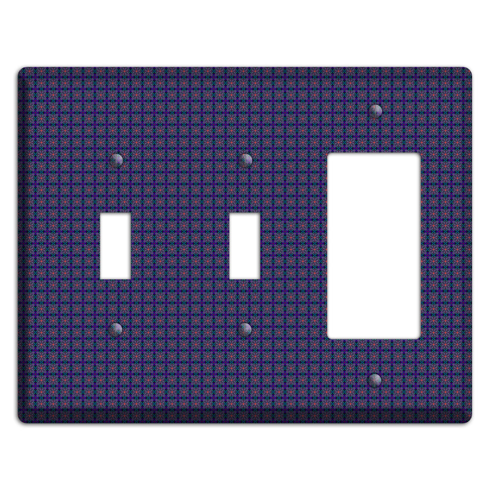 Navy and Purple Tiled Floral Foulard 2 Toggle / Rocker Wallplate