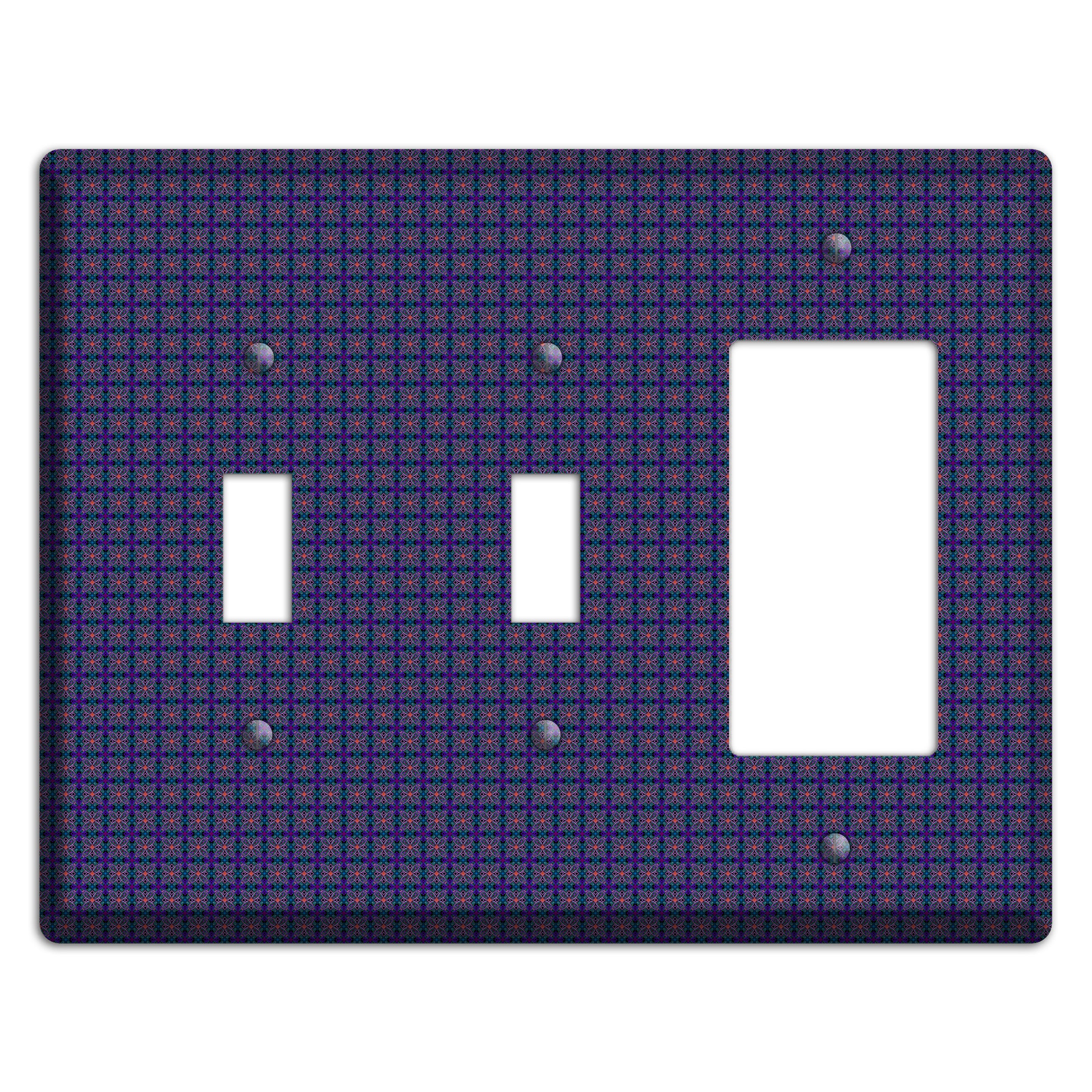 Navy and Purple Tiled Floral Foulard 2 Toggle / Rocker Wallplate
