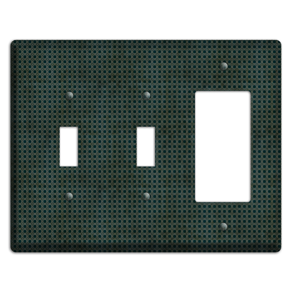 Dark Green Grunge Tiny Arabesque 2 Toggle / Rocker Wallplate