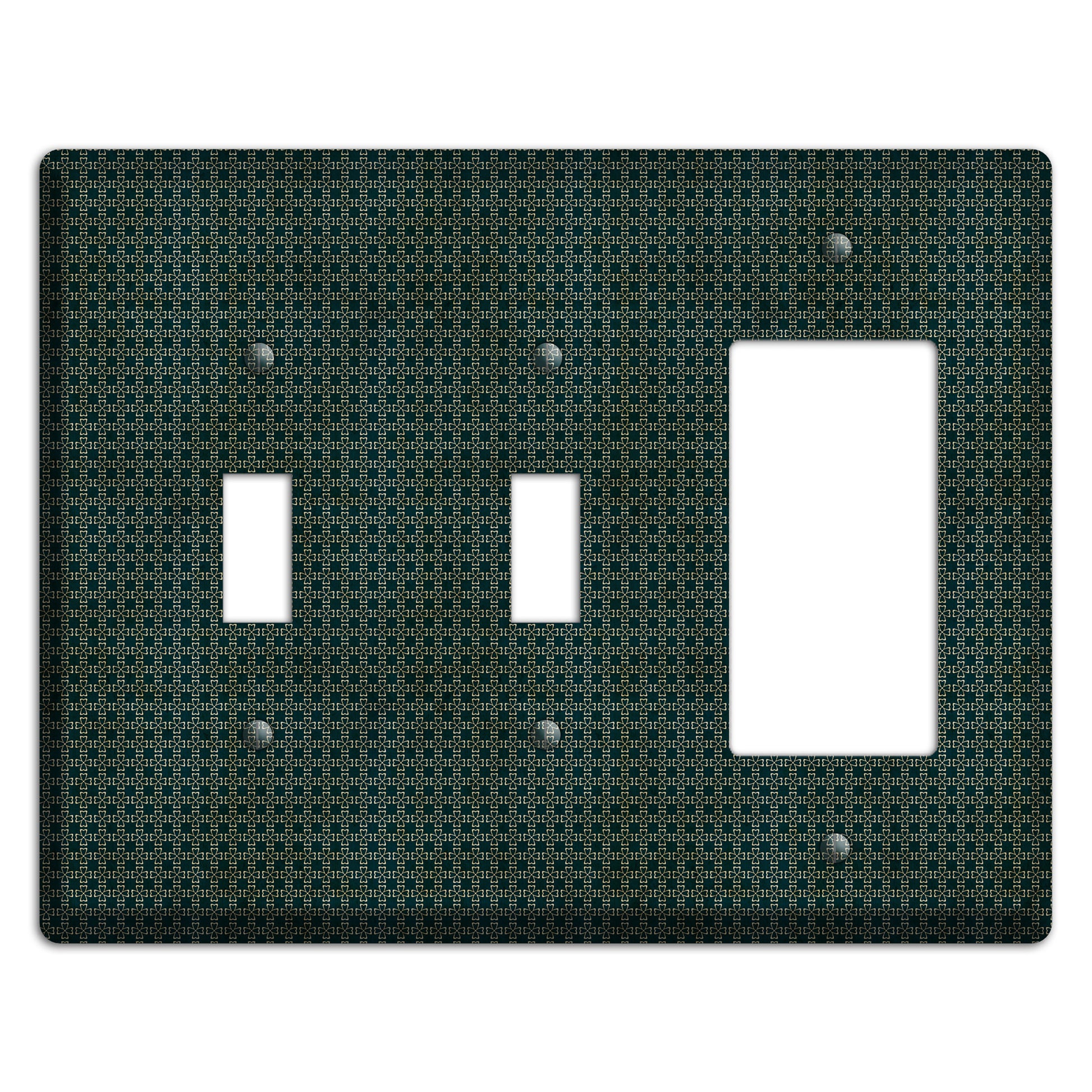 Dark Green Grunge Tiny Arabesque 2 Toggle / Rocker Wallplate