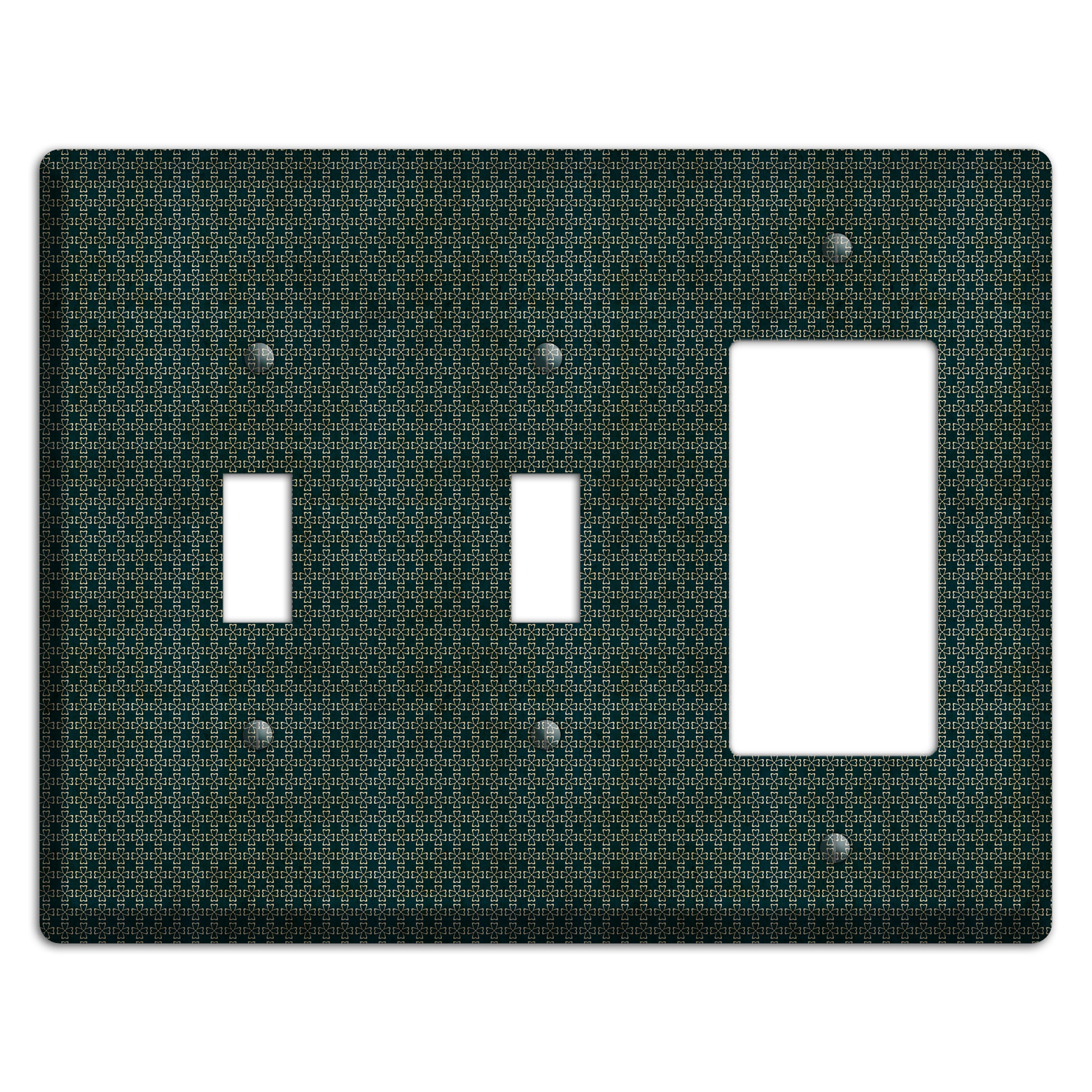 Dark Green Grunge Tiny Arabesque 2 Toggle / Rocker Wallplate