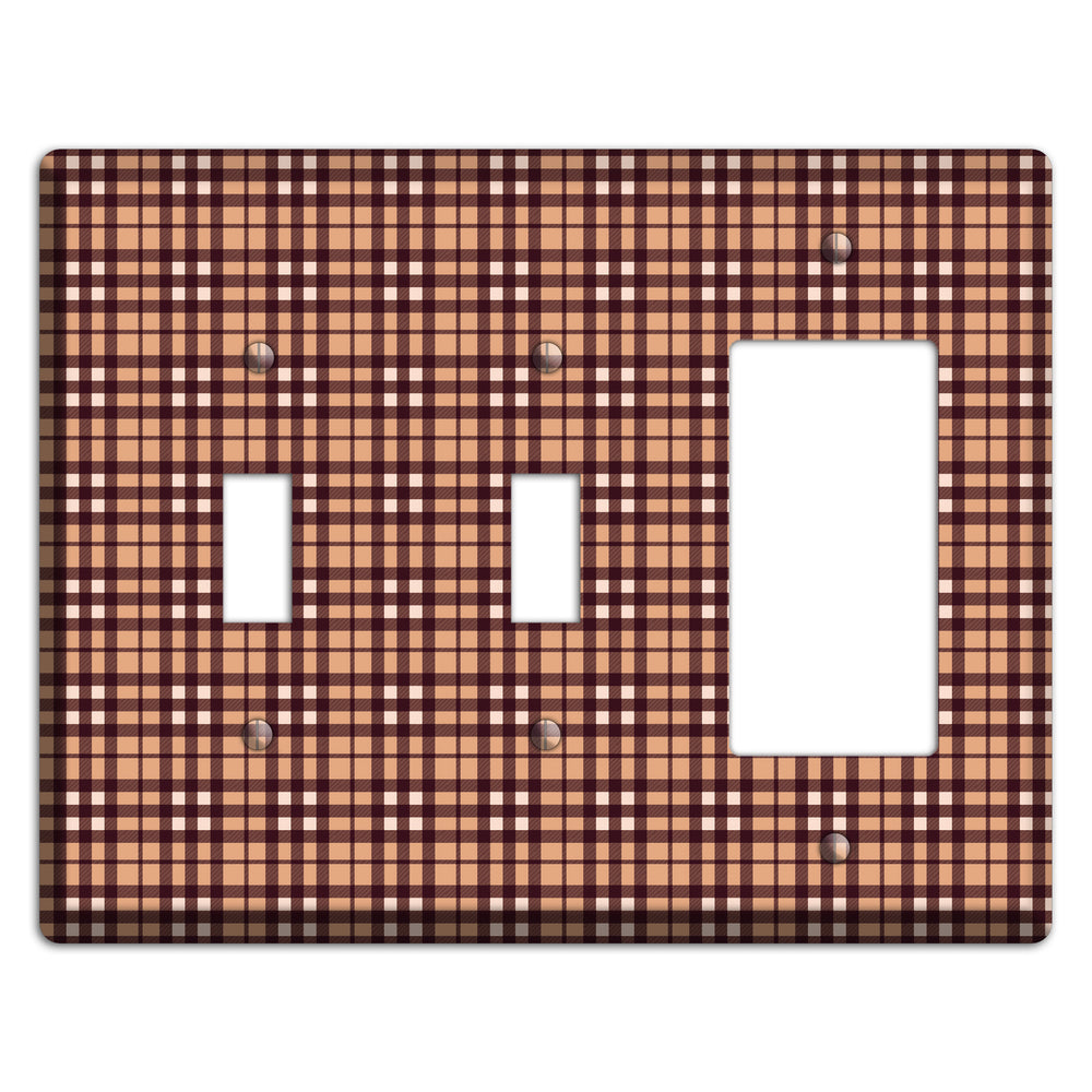 Multi Brown Plaid 2 Toggle / Rocker Wallplate