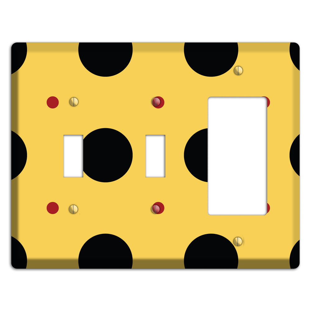 Yellow with Black and Red Multi Tiled Medium Dots 2 Toggle / Rocker Wallplate