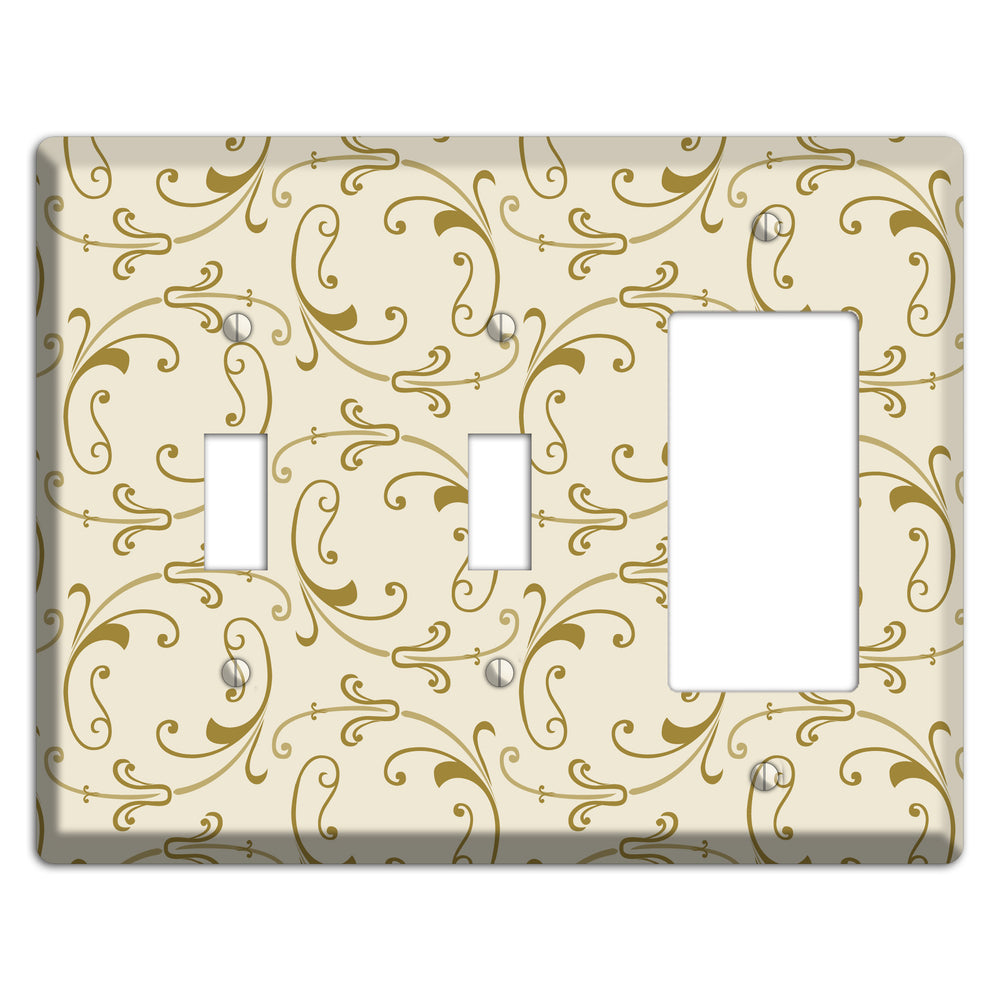 Off White with Gold Victorian Sprig 2 Toggle / Rocker Wallplate