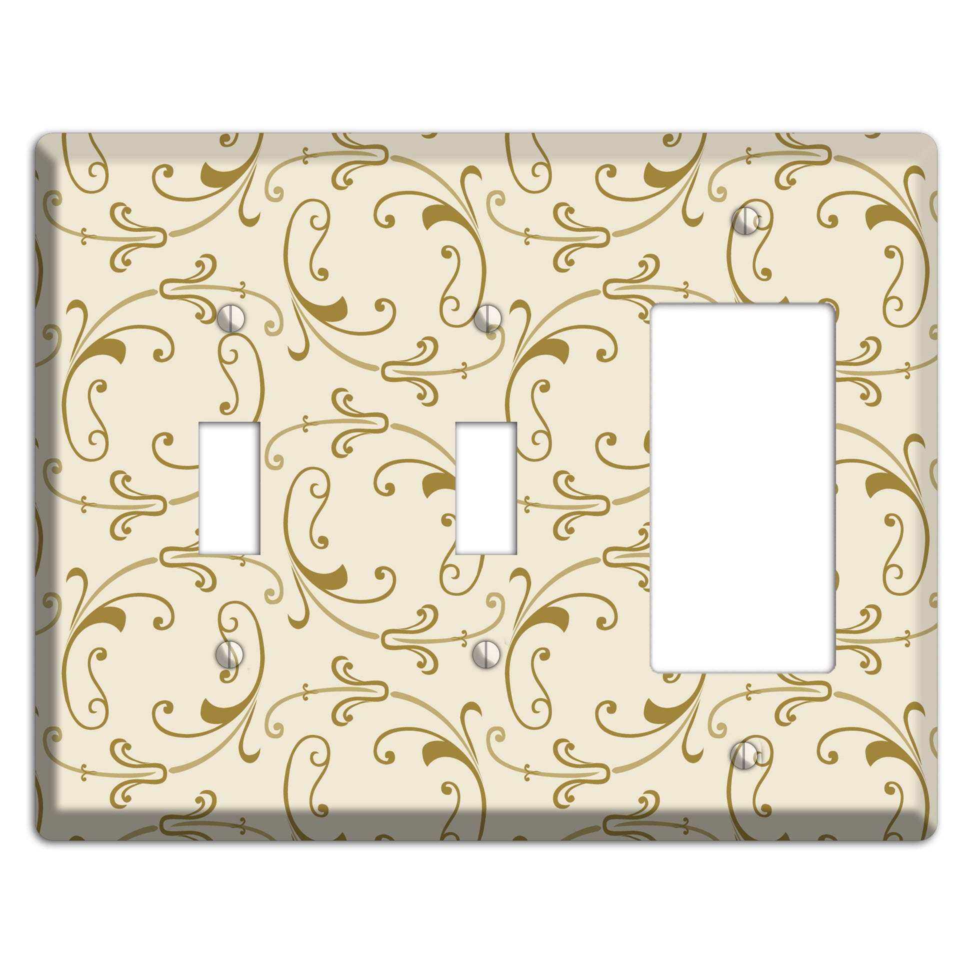 Off White with Gold Victorian Sprig 2 Toggle / Rocker Wallplate
