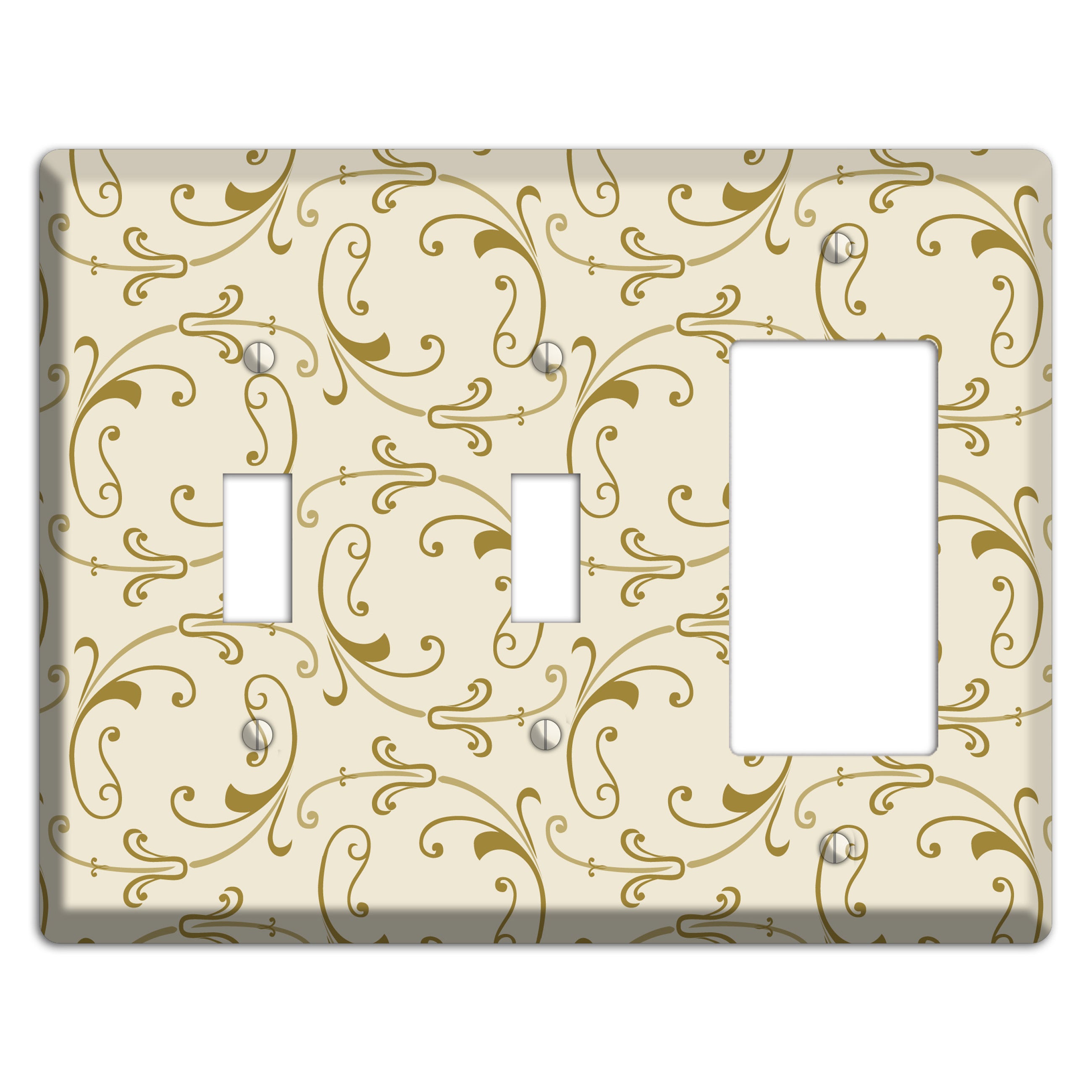 Off White with Gold Victorian Sprig 2 Toggle / Rocker Wallplate