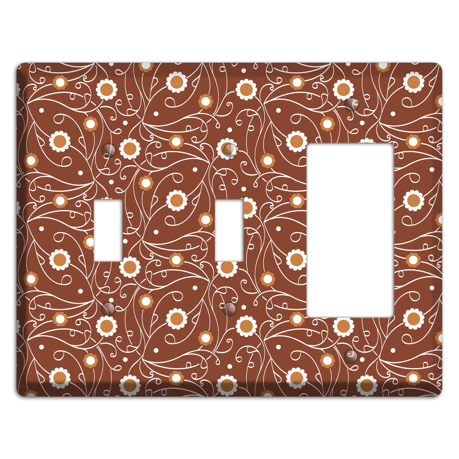 Brown Vine Floral 2 Toggle / Rocker Wallplate