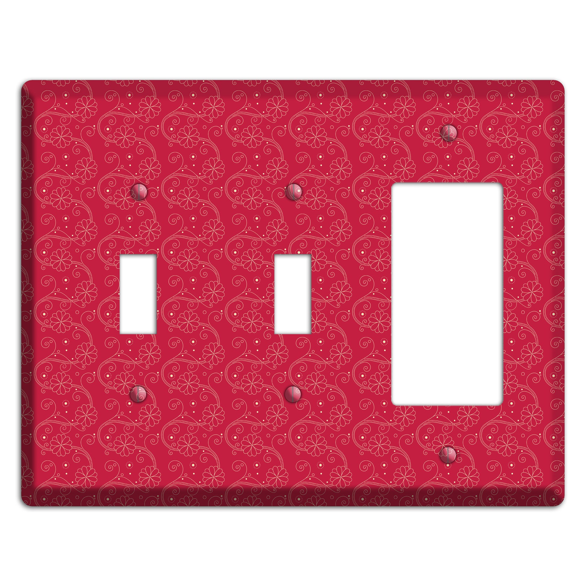 Tiny Red Floral Swirl 2 Toggle / Rocker Wallplate