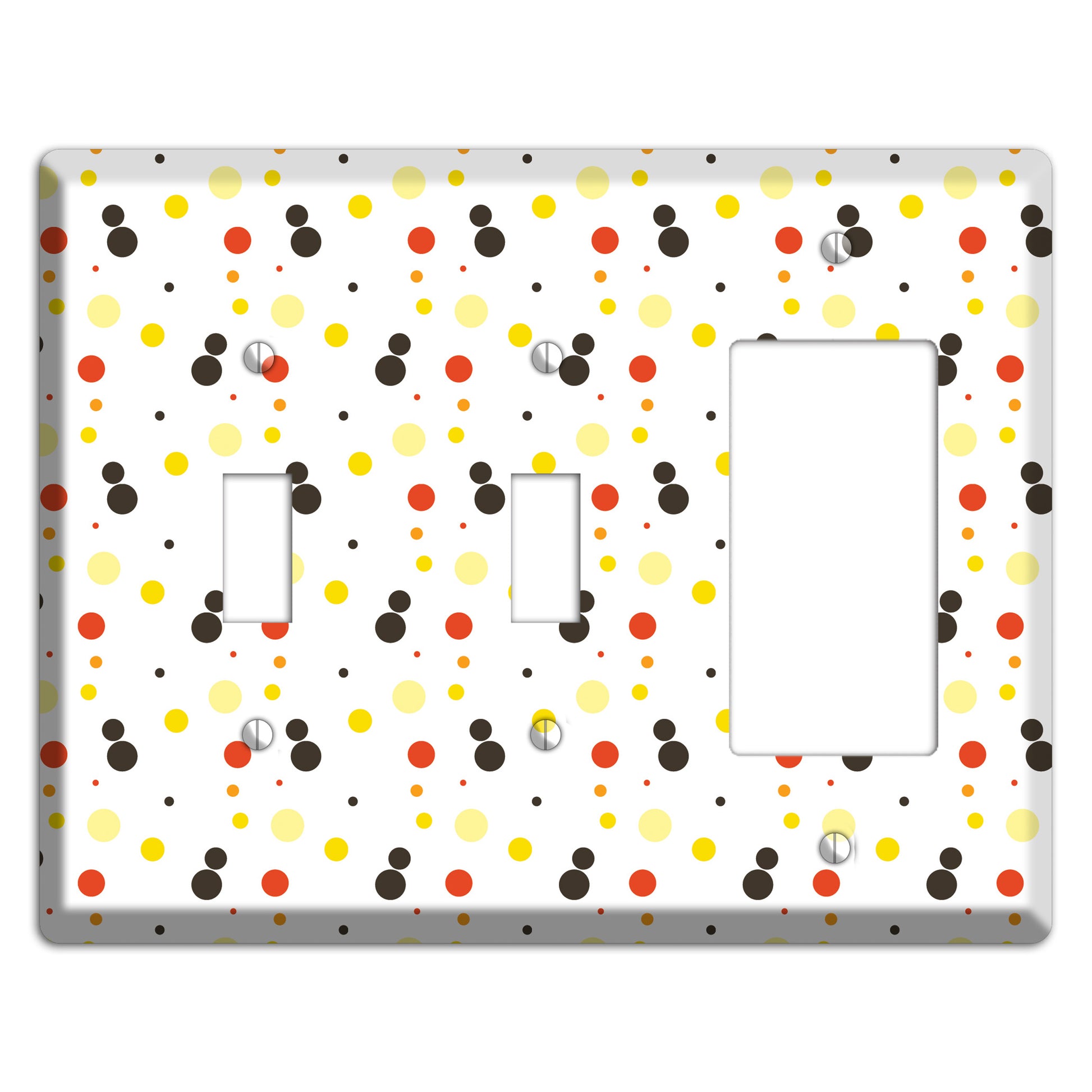 White With Black Maroon Olive Tiny Dots 2 Toggle / Rocker Wallplate