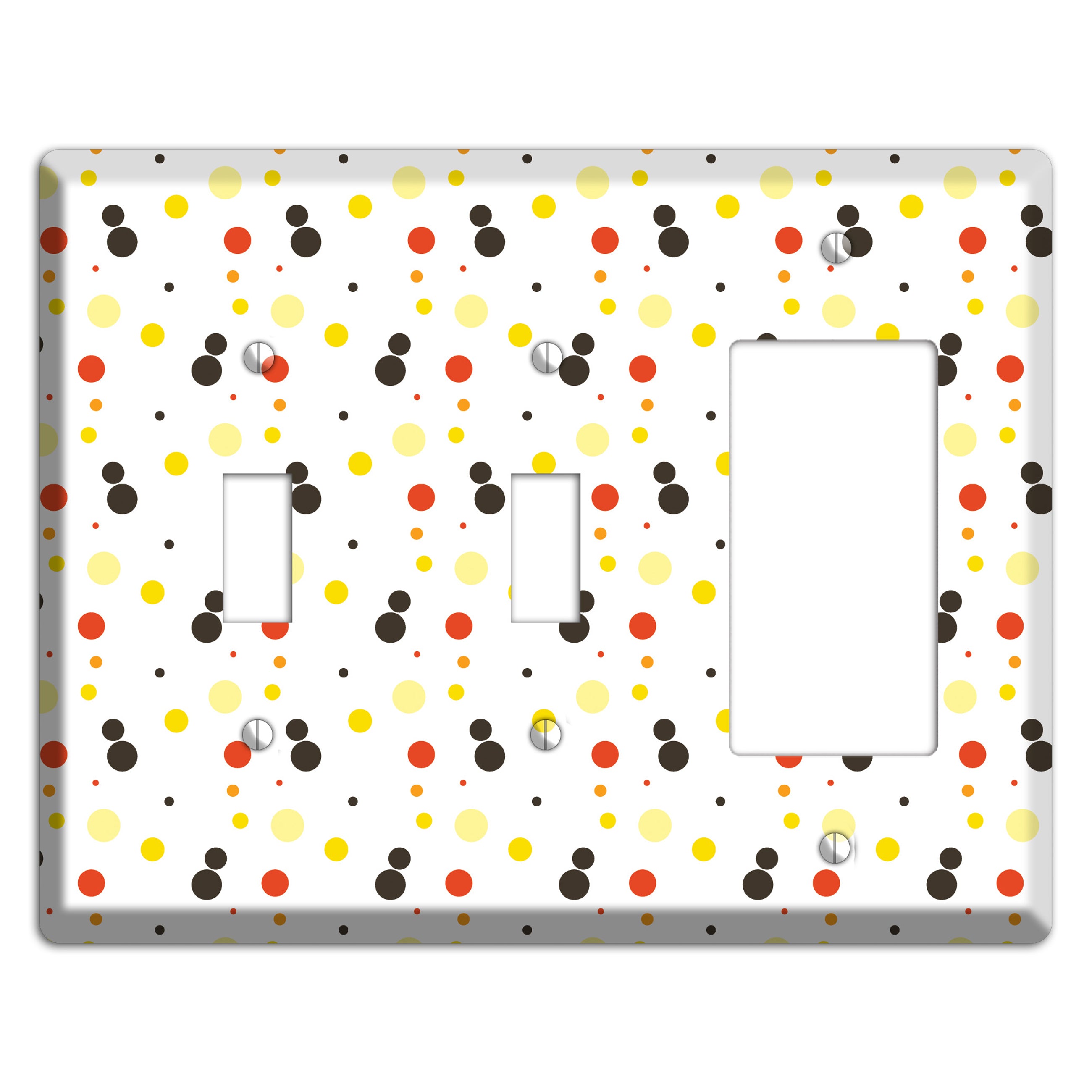 White With Black Maroon Olive Tiny Dots 2 Toggle / Rocker Wallplate