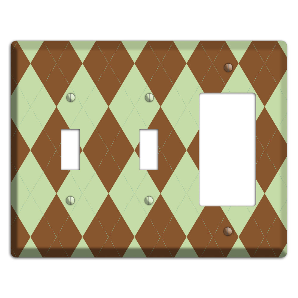 Brown Argyle 2 Toggle / Rocker Wallplate