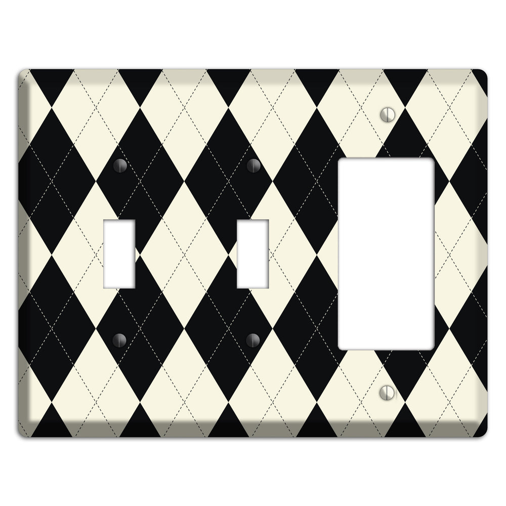 Black and Tan Argyle 2 Toggle / Rocker Wallplate
