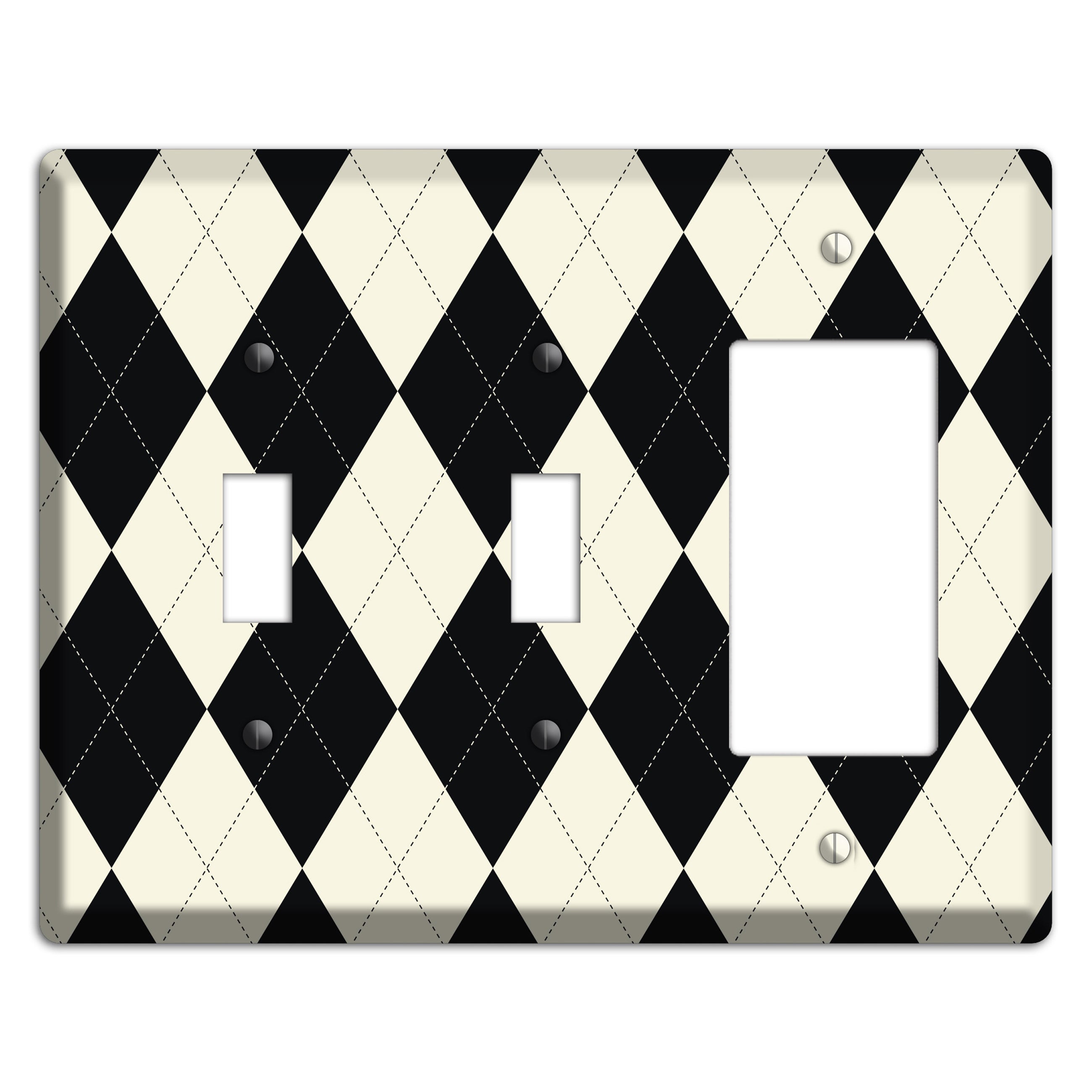 Black and Tan Argyle 2 Toggle / Rocker Wallplate