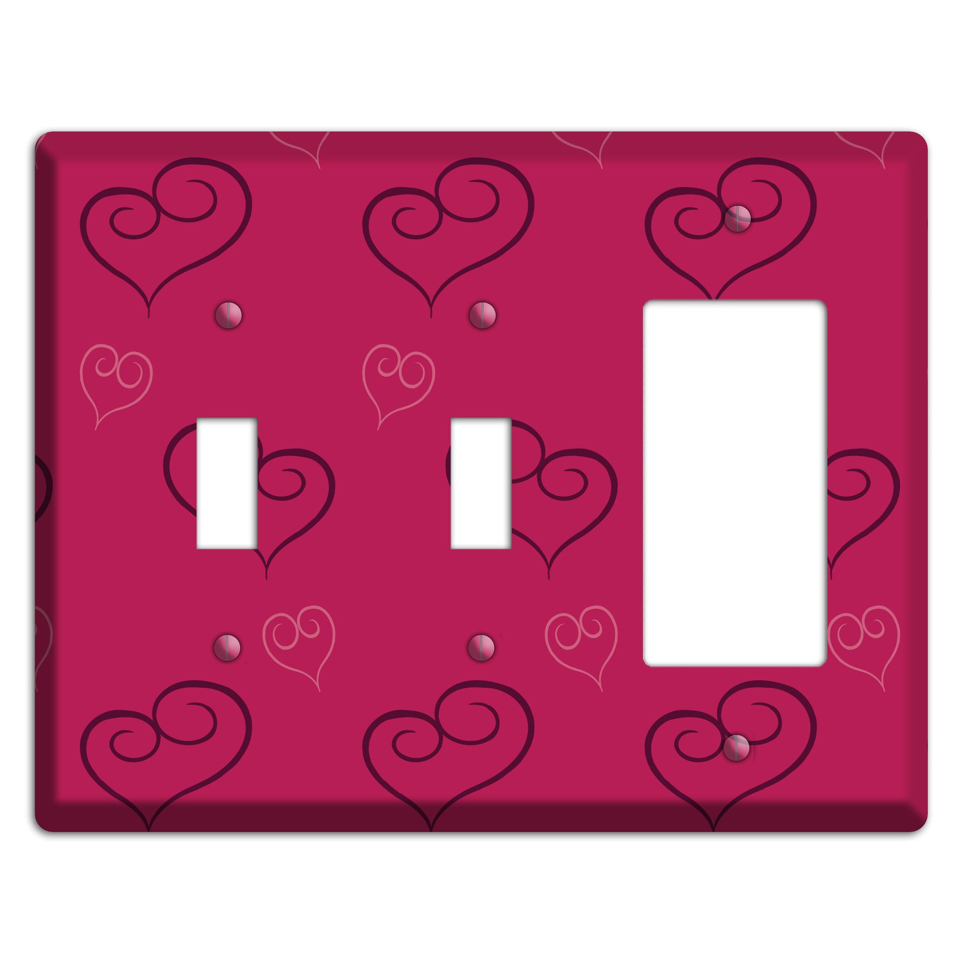 Fuschia Scroll Heart 2 2 Toggle / Rocker Wallplate