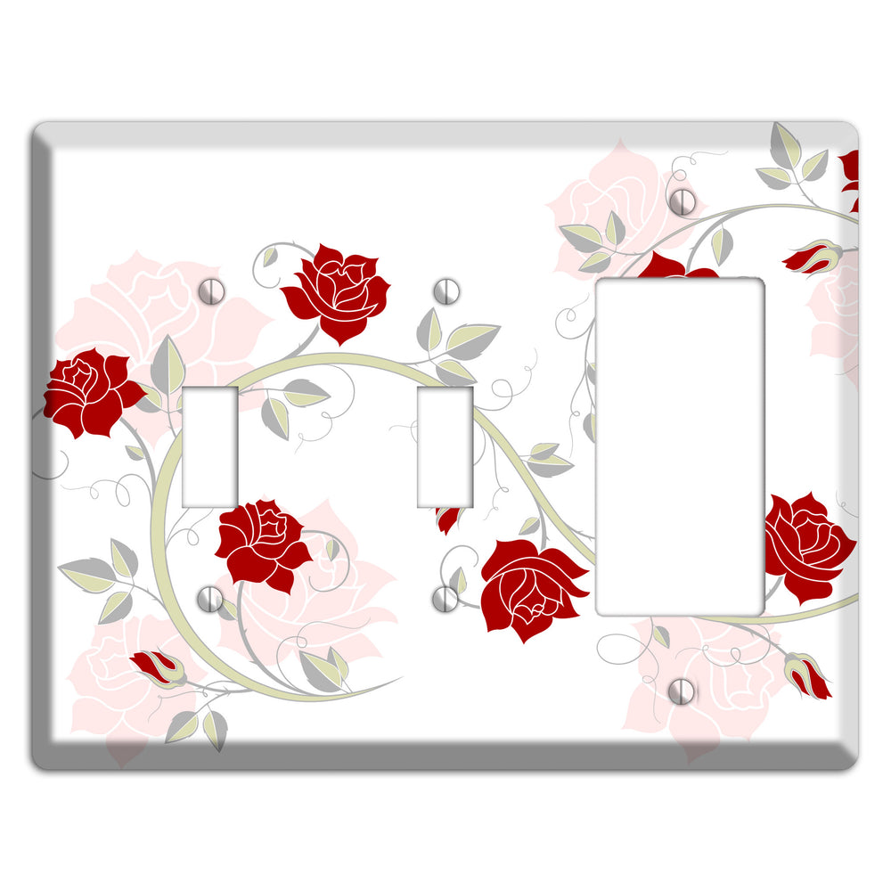 Red Rose 2 Toggle / Rocker Wallplate