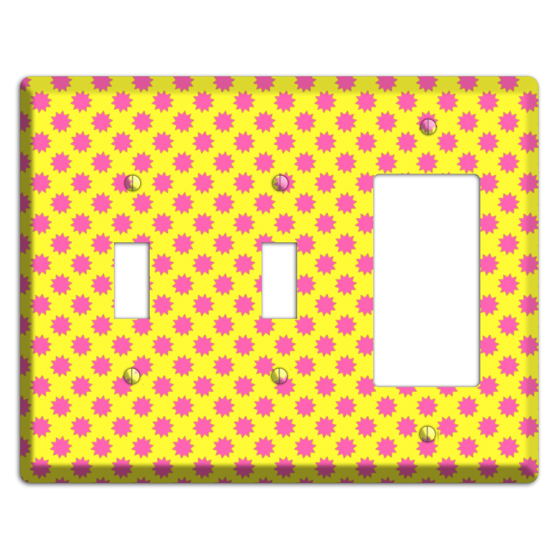 Yellow with Pink Burst 2 Toggle / Rocker Wallplate
