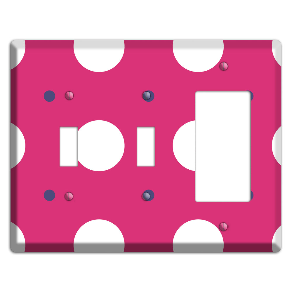 Fuschia with White and Purple Multi Tiled Medium Dots 2 Toggle / Rocker Wallplate