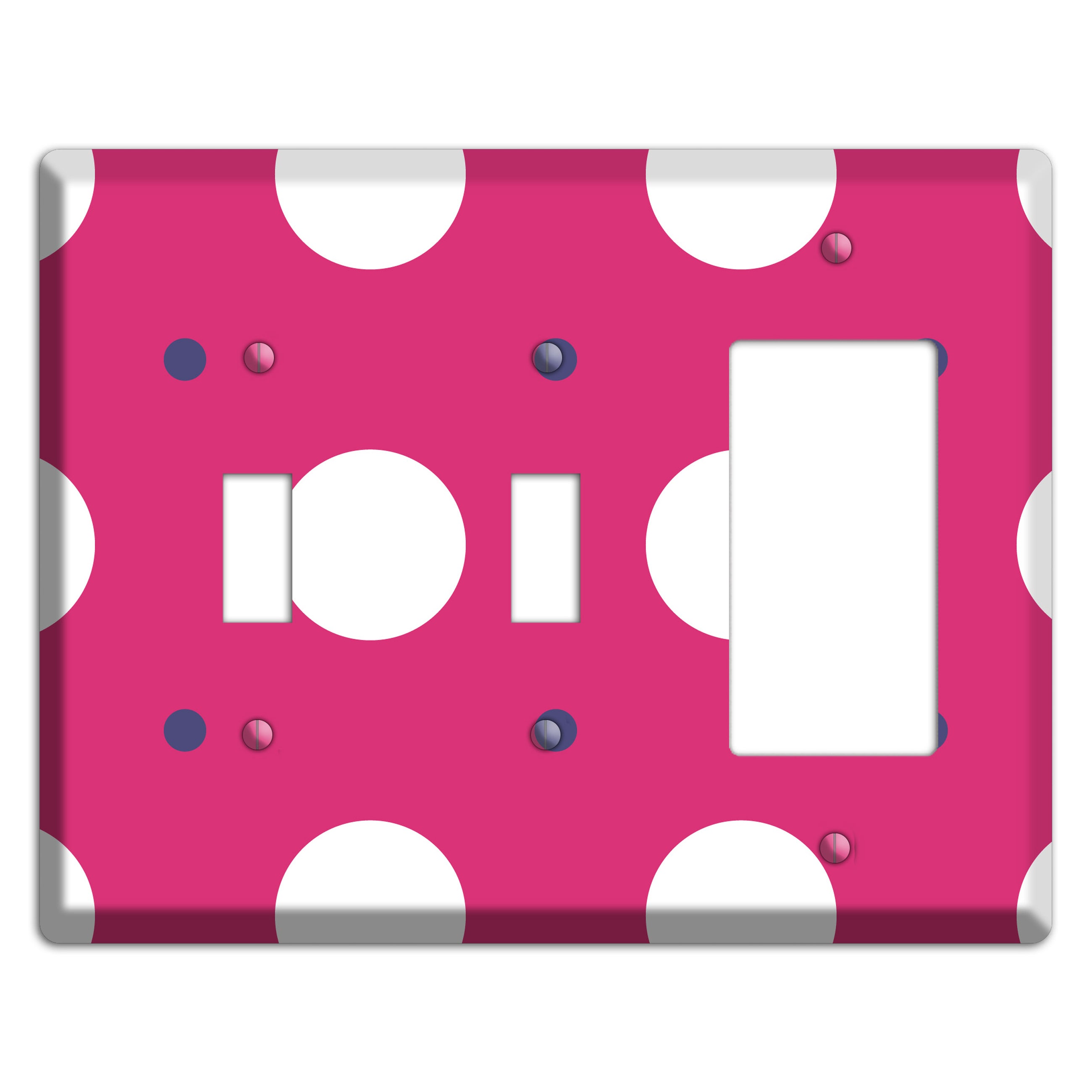 Fuschia with White and Purple Multi Tiled Medium Dots 2 Toggle / Rocker Wallplate