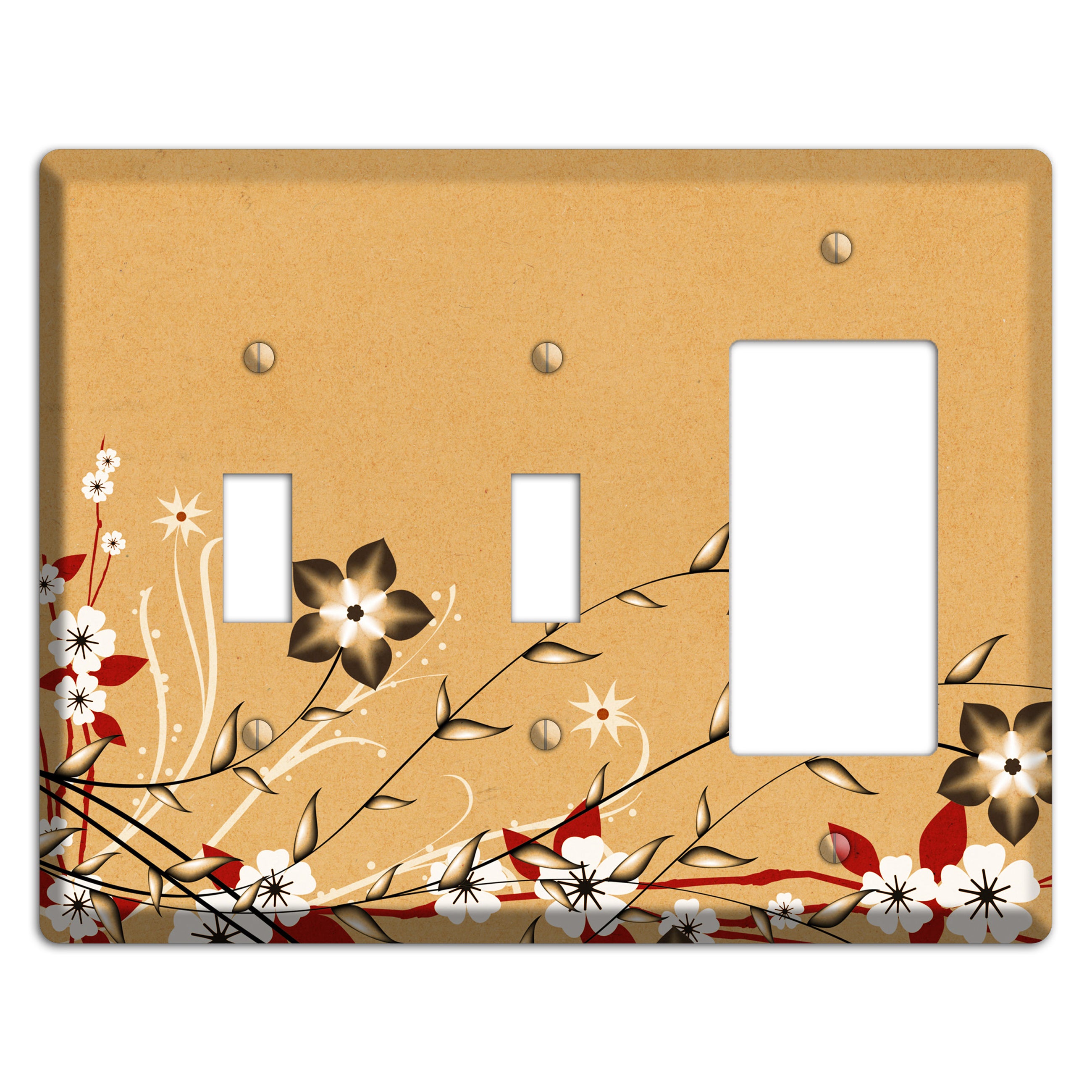 Delicate Red Flowers 2 2 Toggle / Rocker Wallplate