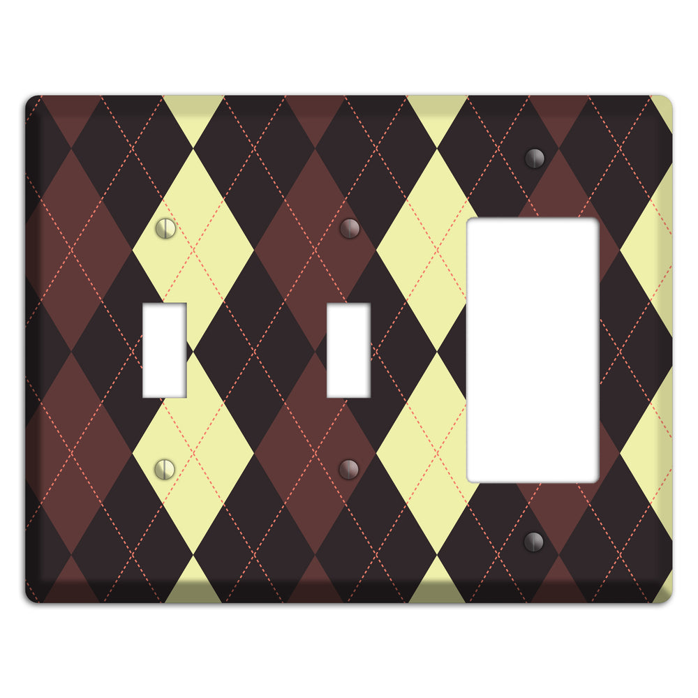 Maroon and Yellow Argyle 2 Toggle / Rocker Wallplate