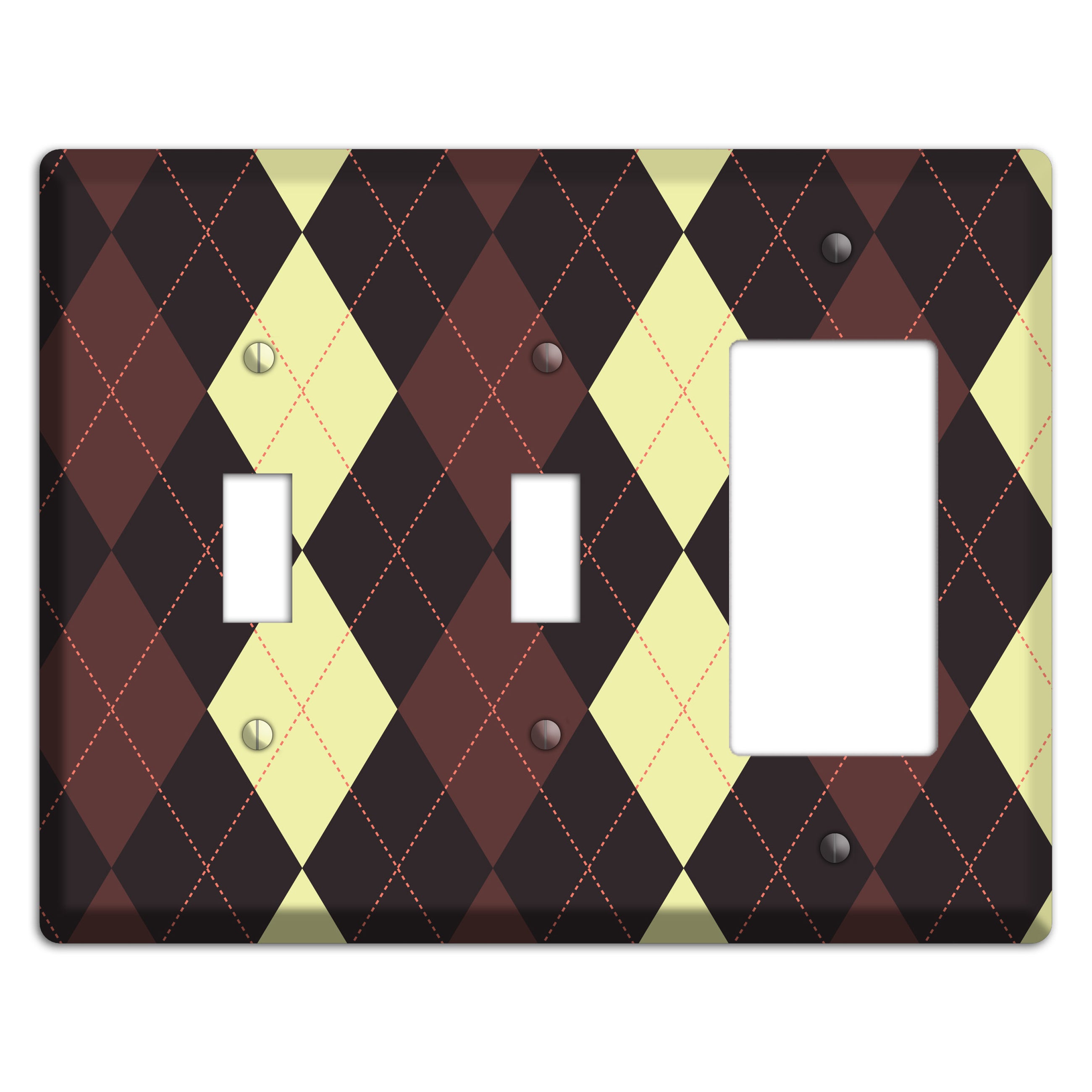 Maroon and Yellow Argyle 2 Toggle / Rocker Wallplate