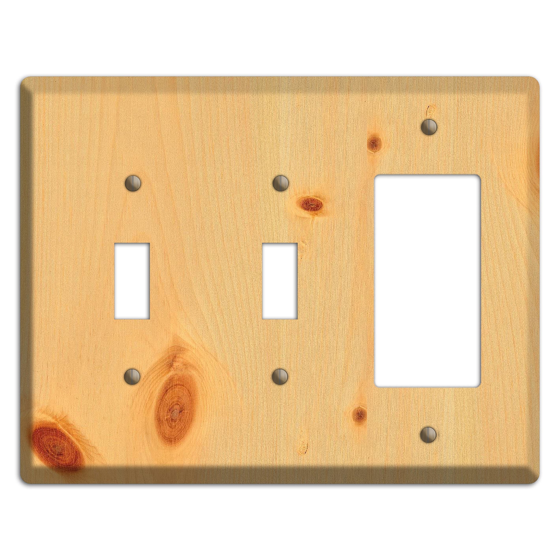 Unfinished Pine Wood 2 Toggle / Rocker Cover Plate