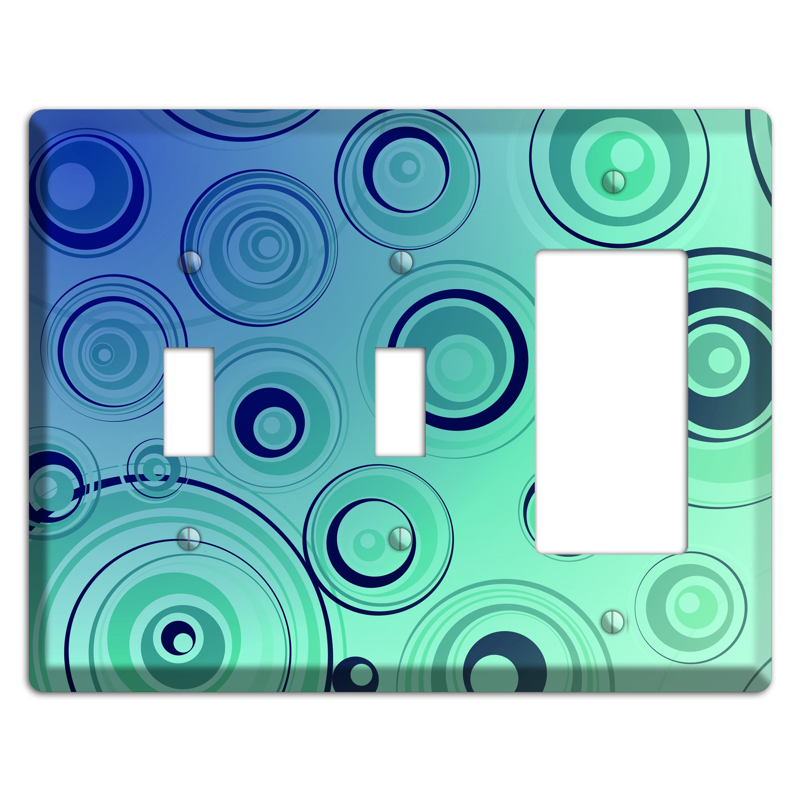 Blue and Green Circles 2 Toggle / Rocker Wallplate