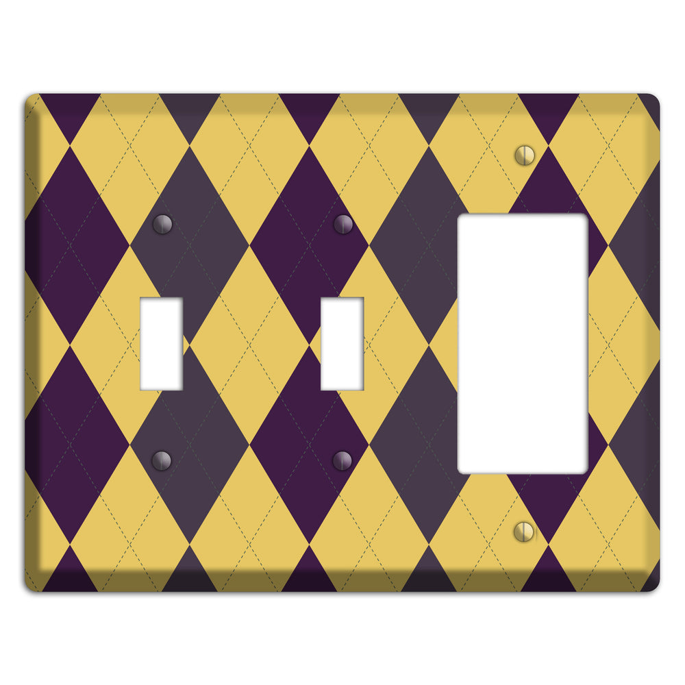 Yellow Plum Brown Argyle 2 Toggle / Rocker Wallplate