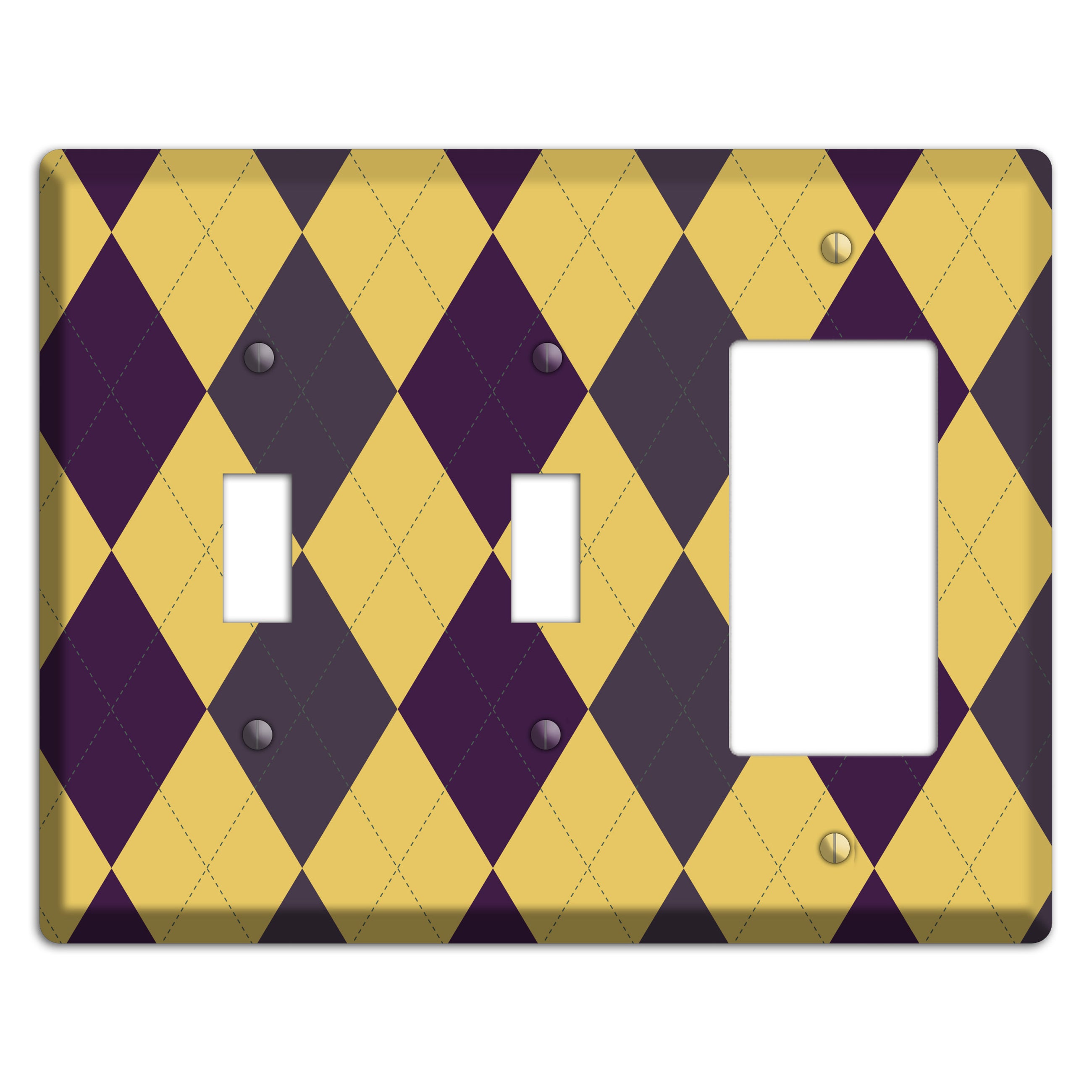 Yellow Plum Brown Argyle 2 Toggle / Rocker Wallplate