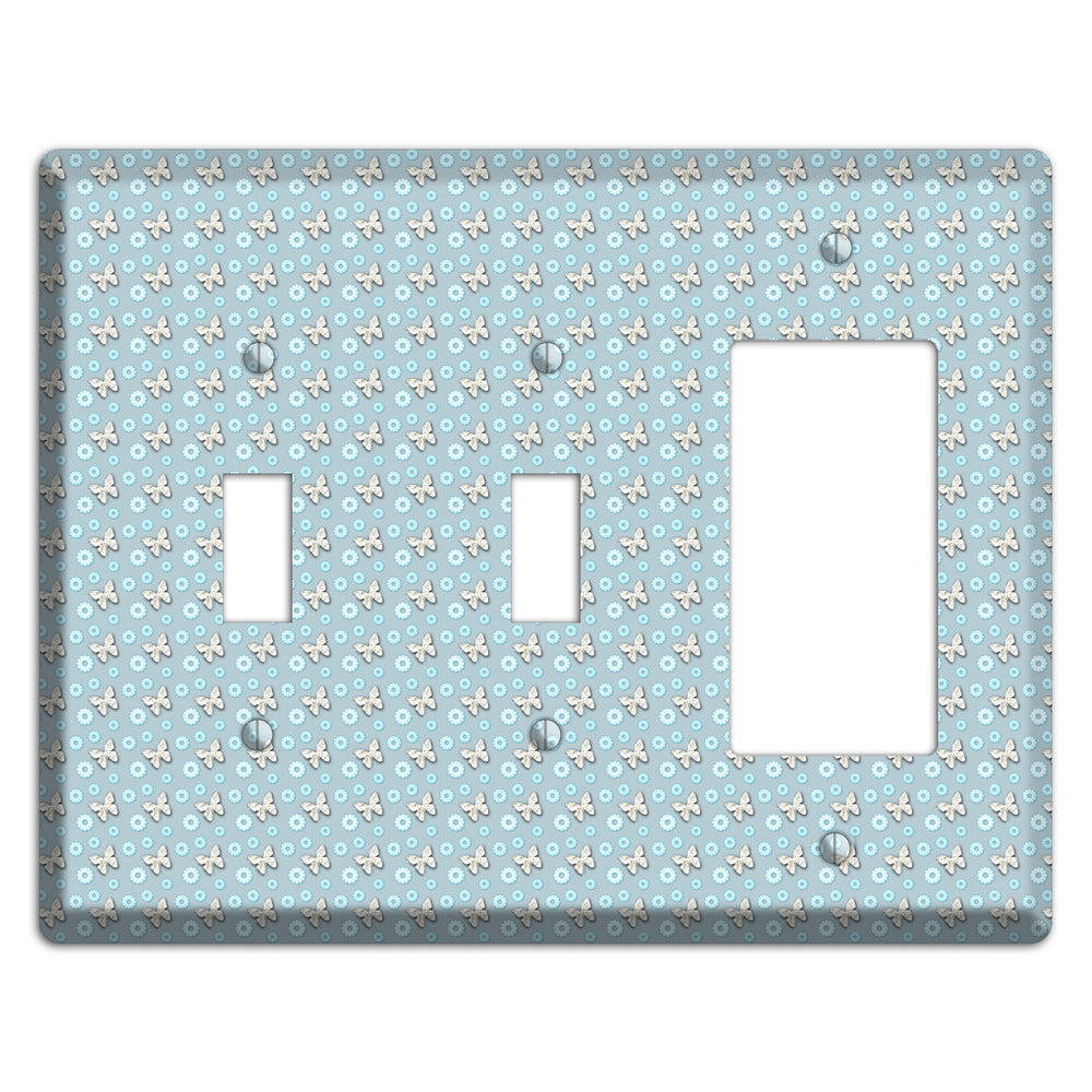 Blue with Butterflies 2 Toggle / Rocker Wallplate