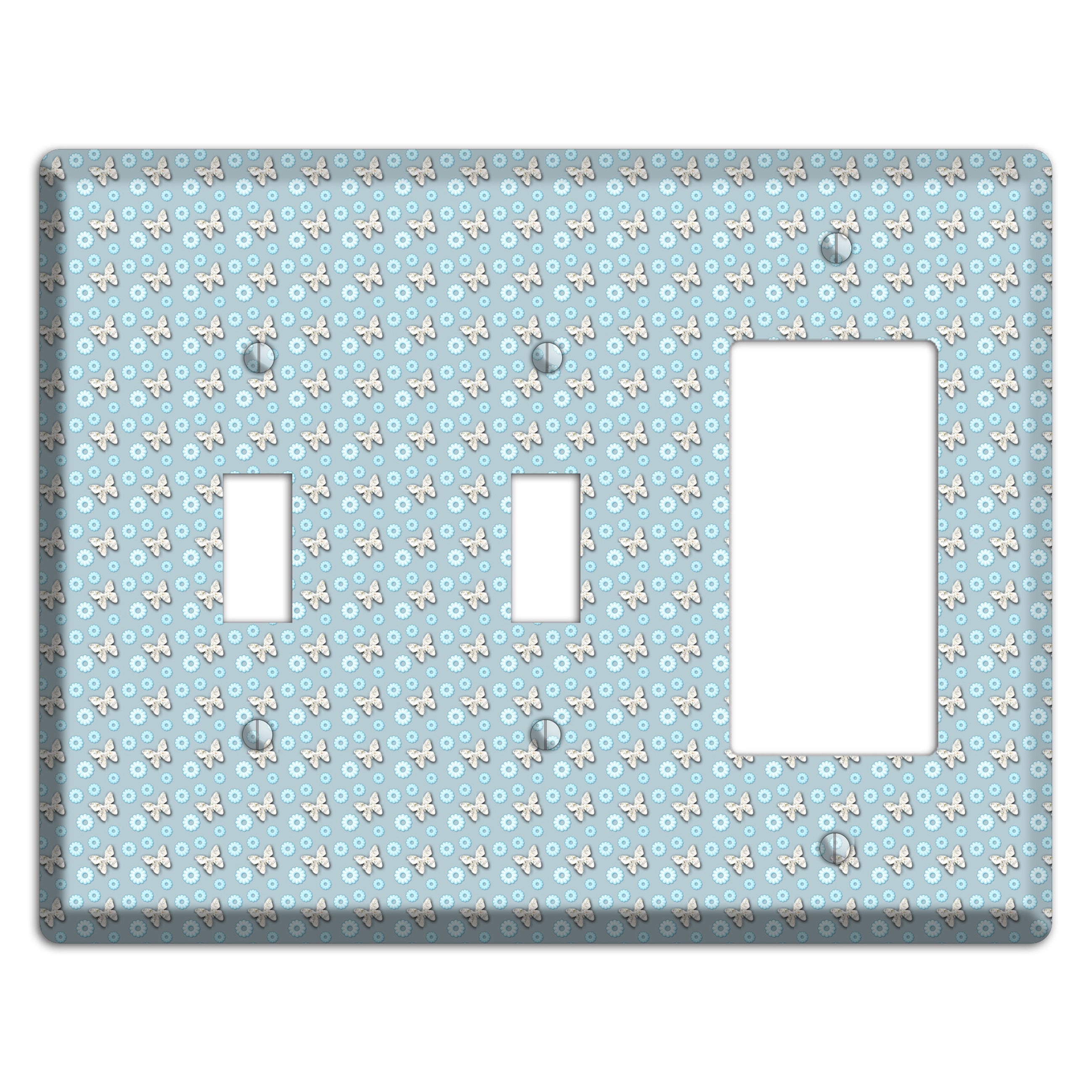 Blue with Butterflies 2 Toggle / Rocker Wallplate