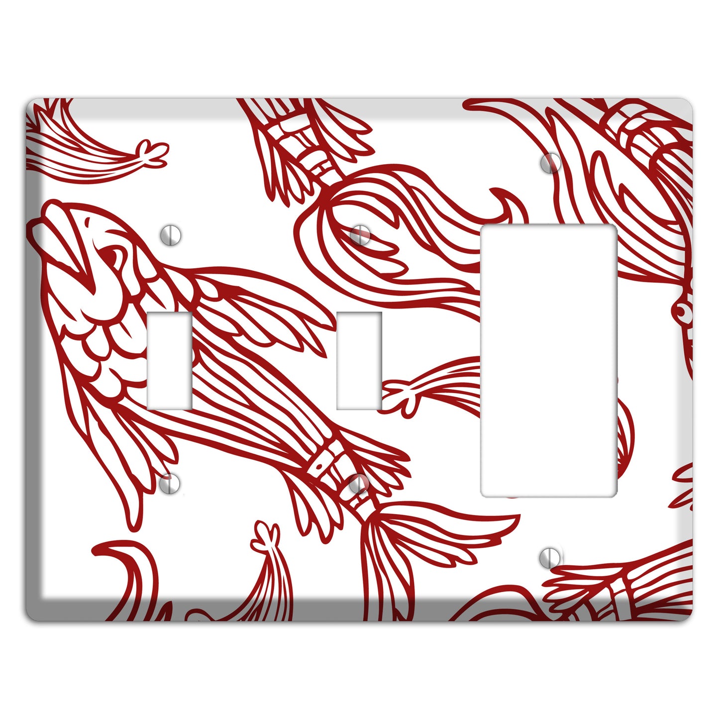 Red and White Koi 2 Toggle / Rocker Wallplate