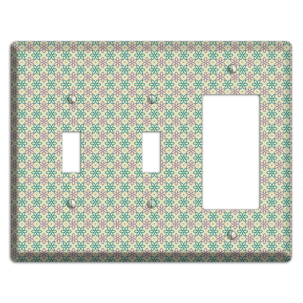 Large Green and Lavender Foulard 2 Toggle / Rocker Wallplate