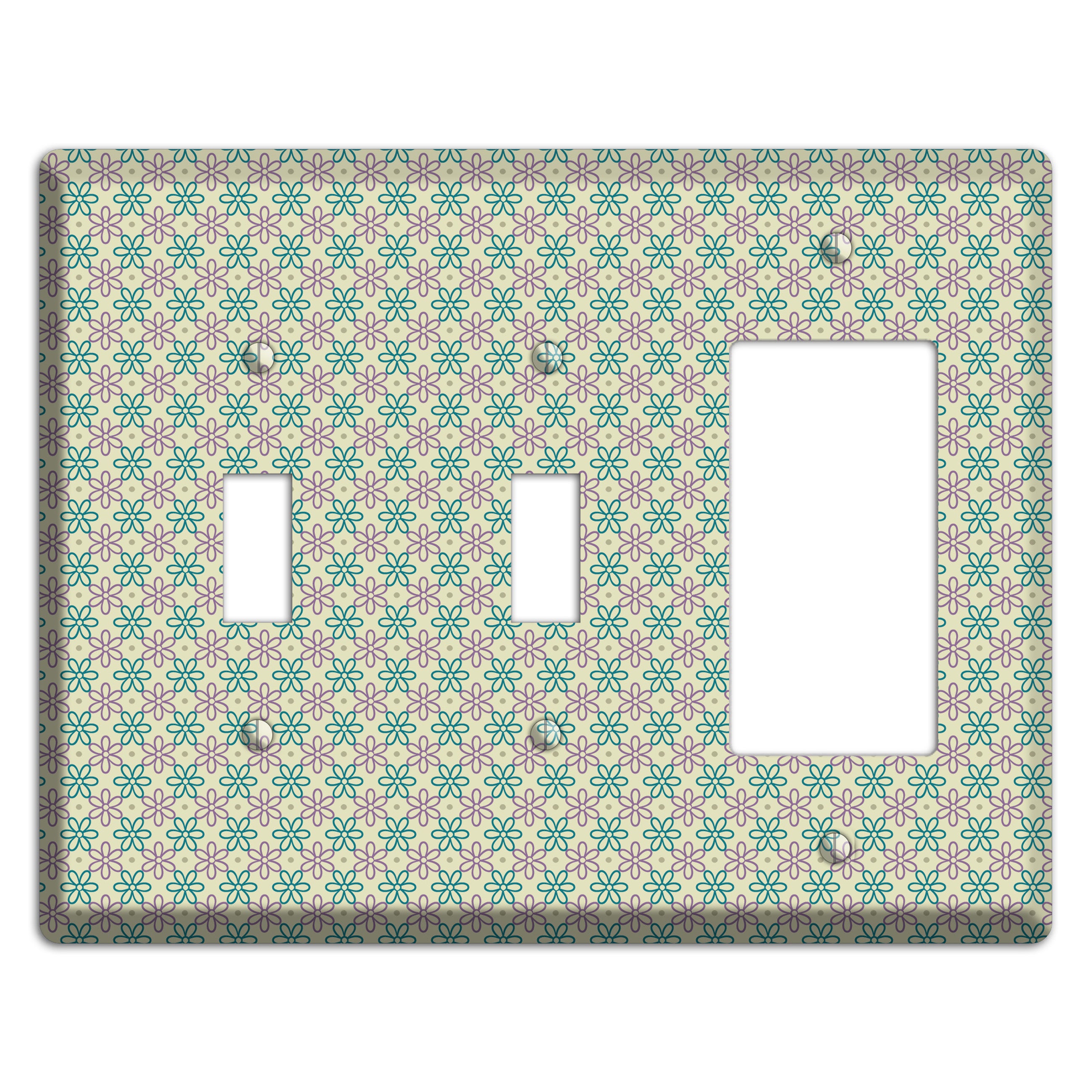 Large Green and Lavender Foulard 2 Toggle / Rocker Wallplate