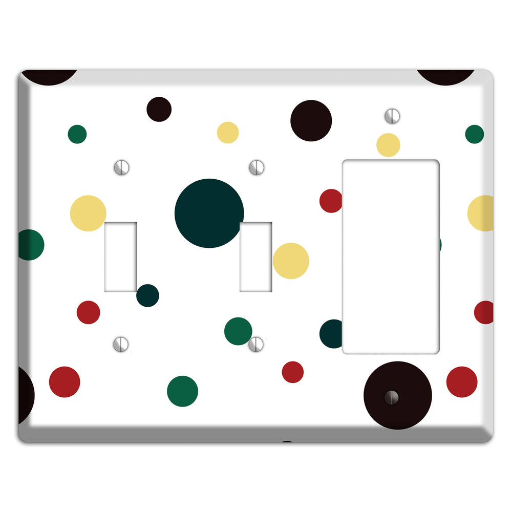 White with Multi Color Medium Dots 2 2 Toggle / Rocker Wallplate