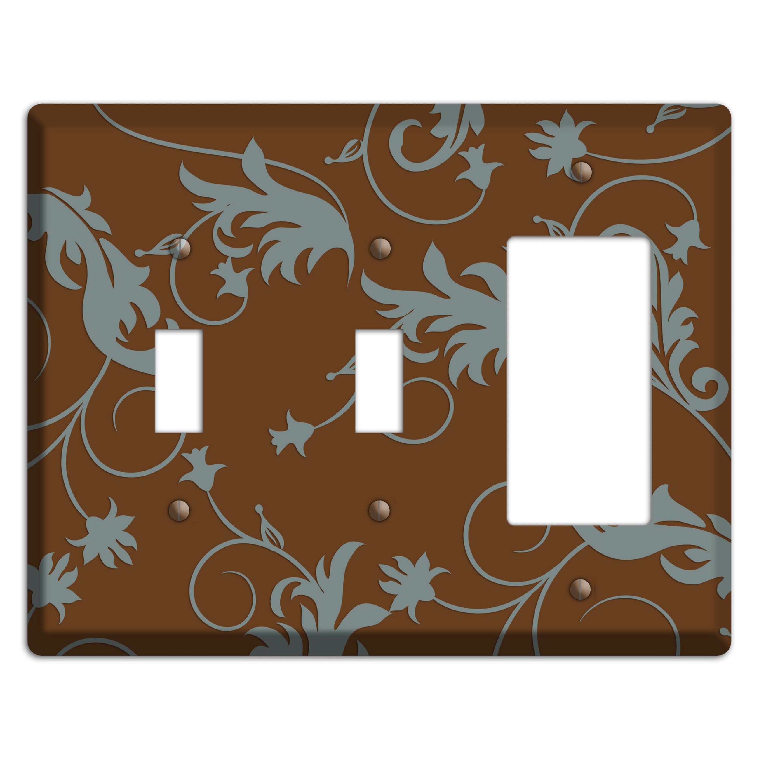 Brown and Grey Victorian Sprig 2 Toggle / Rocker Wallplate