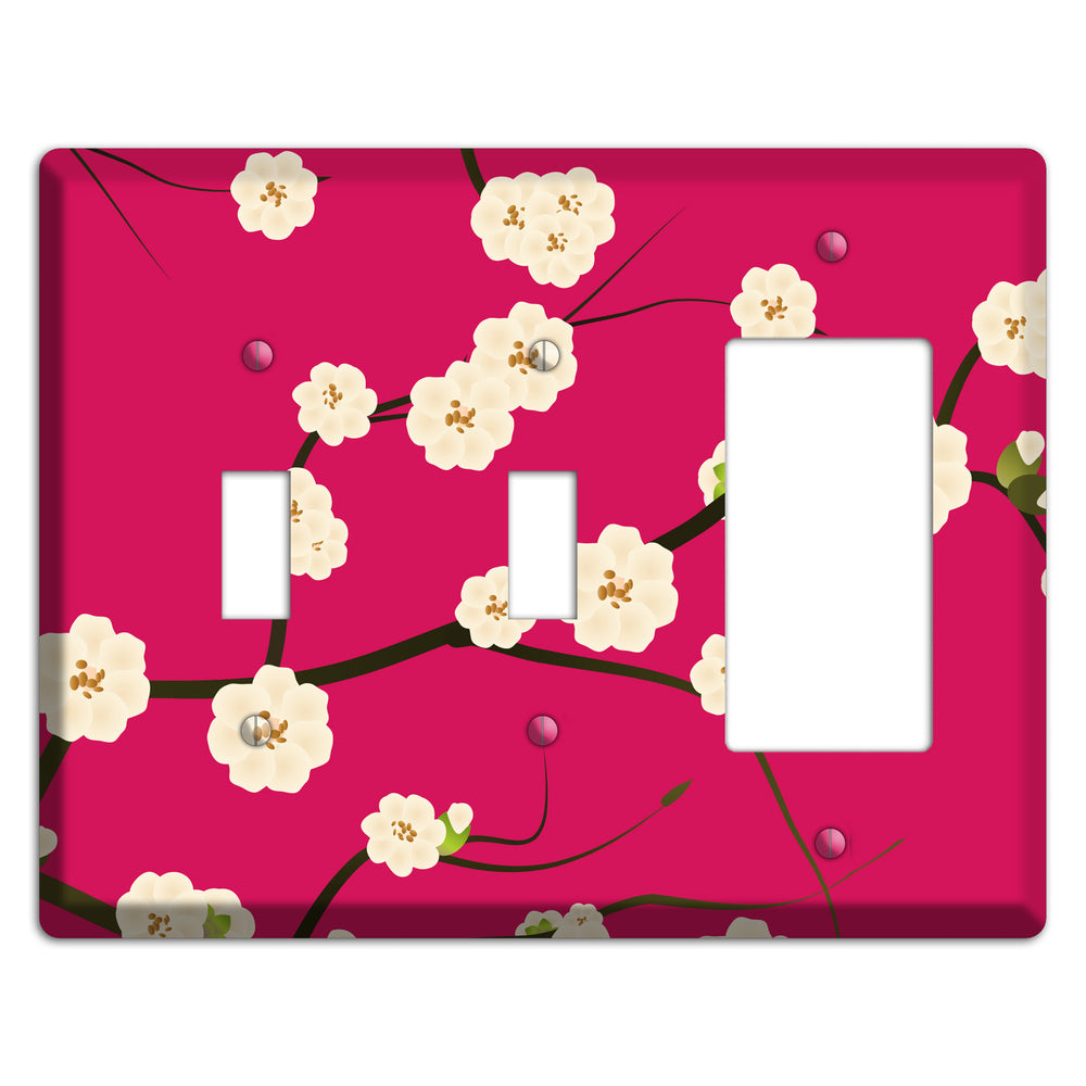 Red Cherry Bloosoms 2 Toggle / Rocker Wallplate