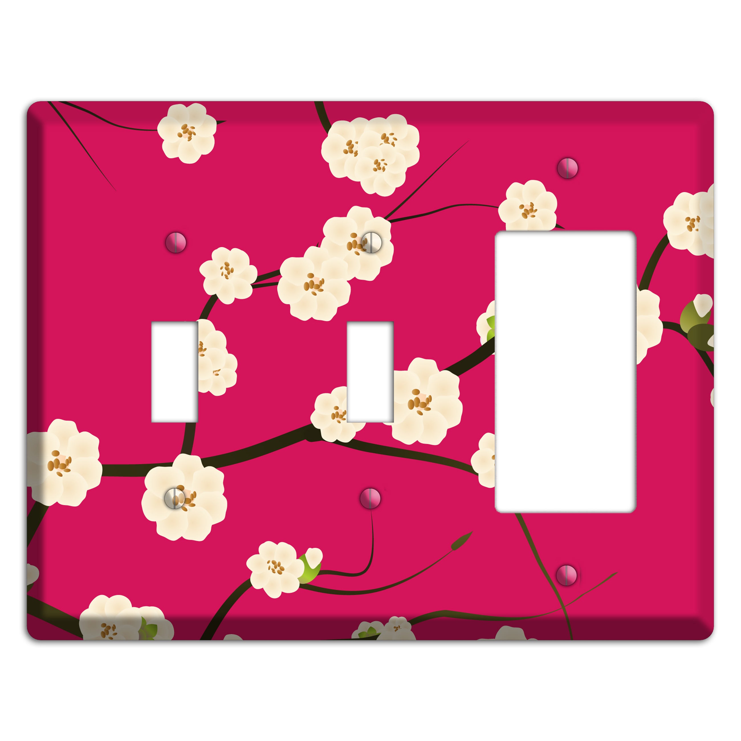 Red Cherry Bloosoms 2 Toggle / Rocker Wallplate