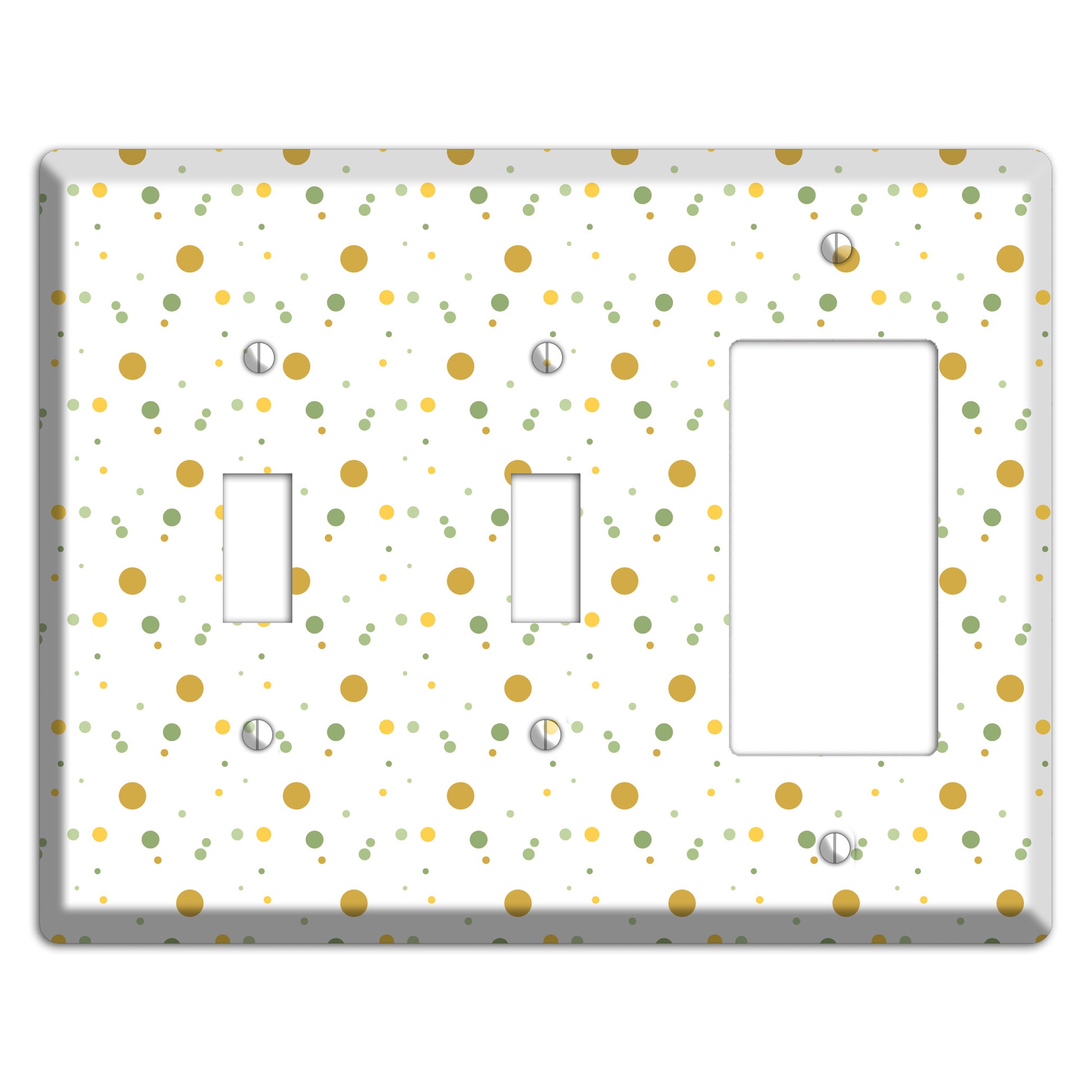 White with Multi Olive Tiny Dots 2 Toggle / Rocker Wallplate