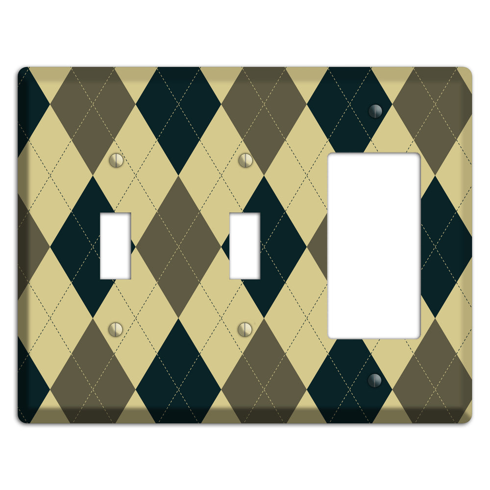 Multi Brown and Tan Argyle 2 Toggle / Rocker Wallplate