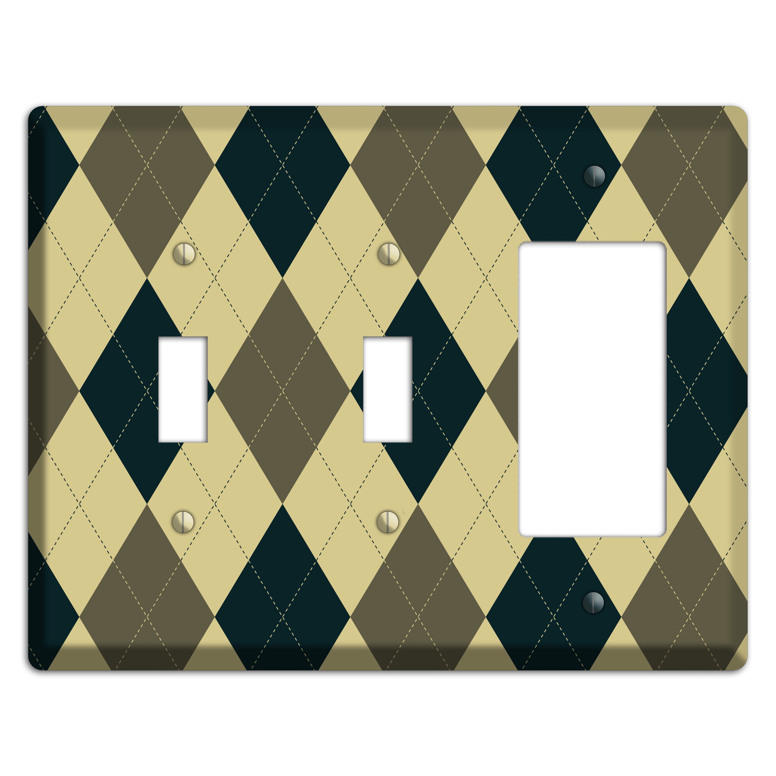 Multi Brown and Tan Argyle 2 Toggle / Rocker Wallplate